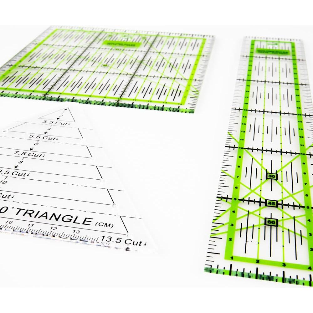 Reglas de costura acrílicas Craft County - Paquete 3 piezas