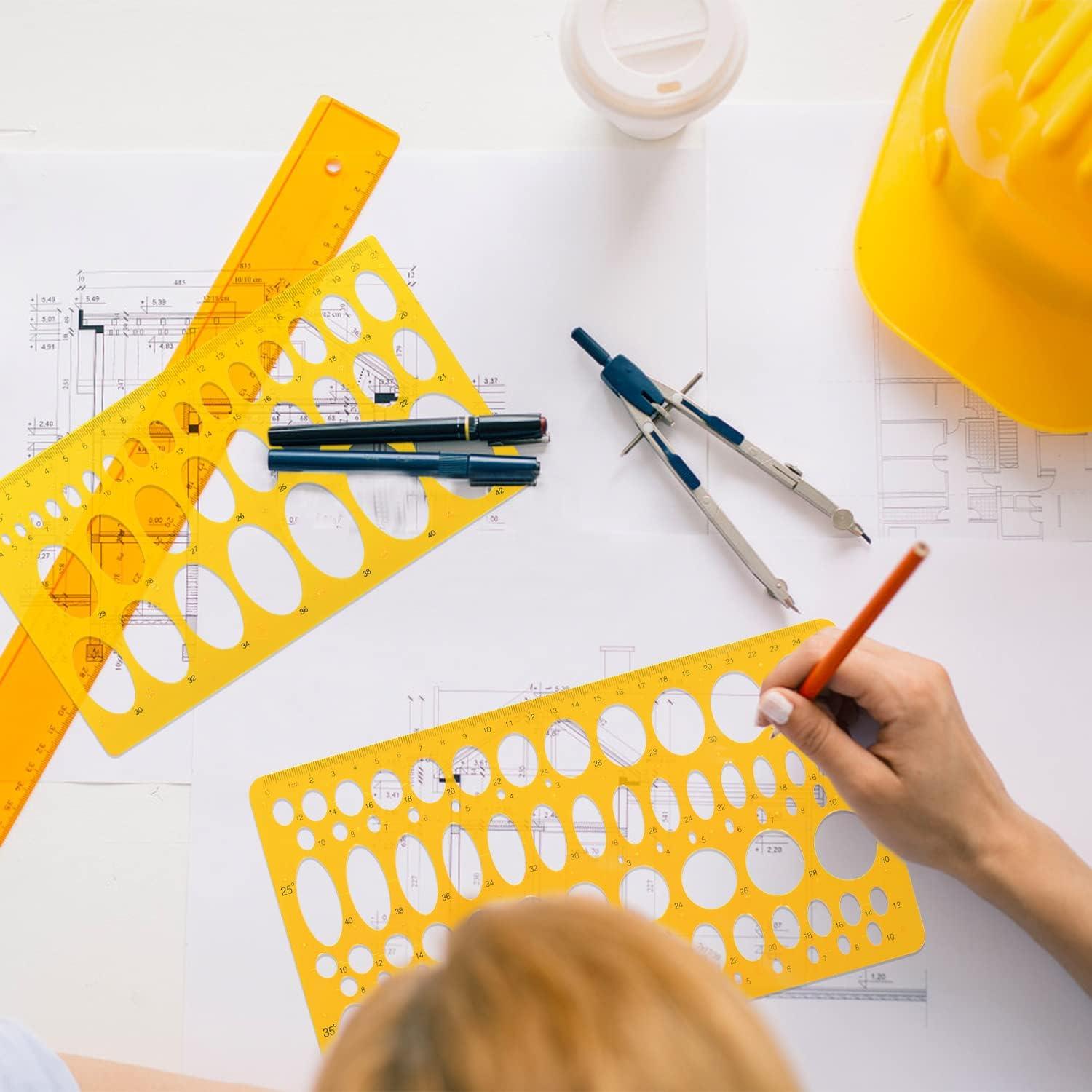 Plantilla de Regla Geométrica Rocutus 2 Piezas Plástico Amarillo