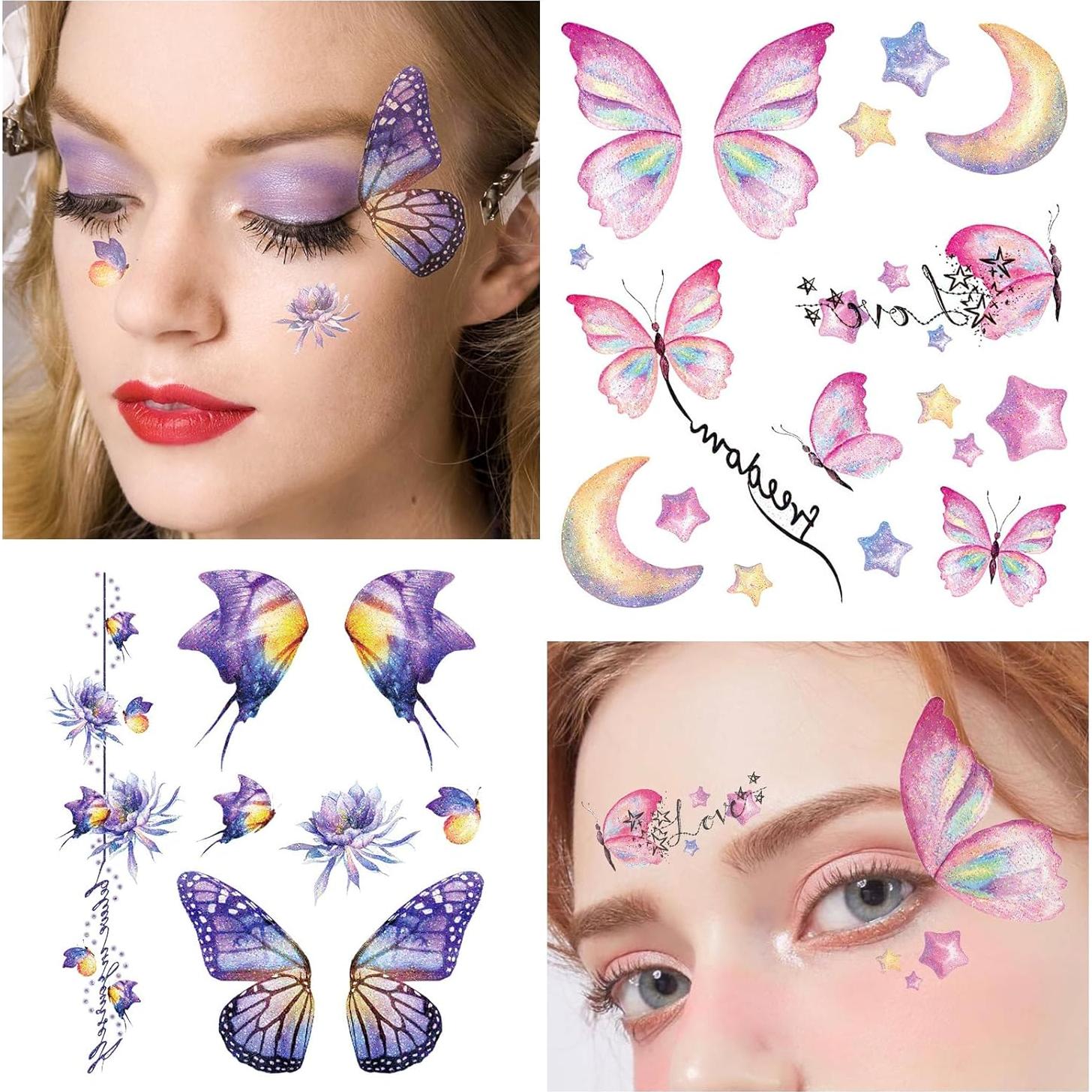 Tatuajes Temporales de Mariposa Brillante Konsait - 12 Hojas