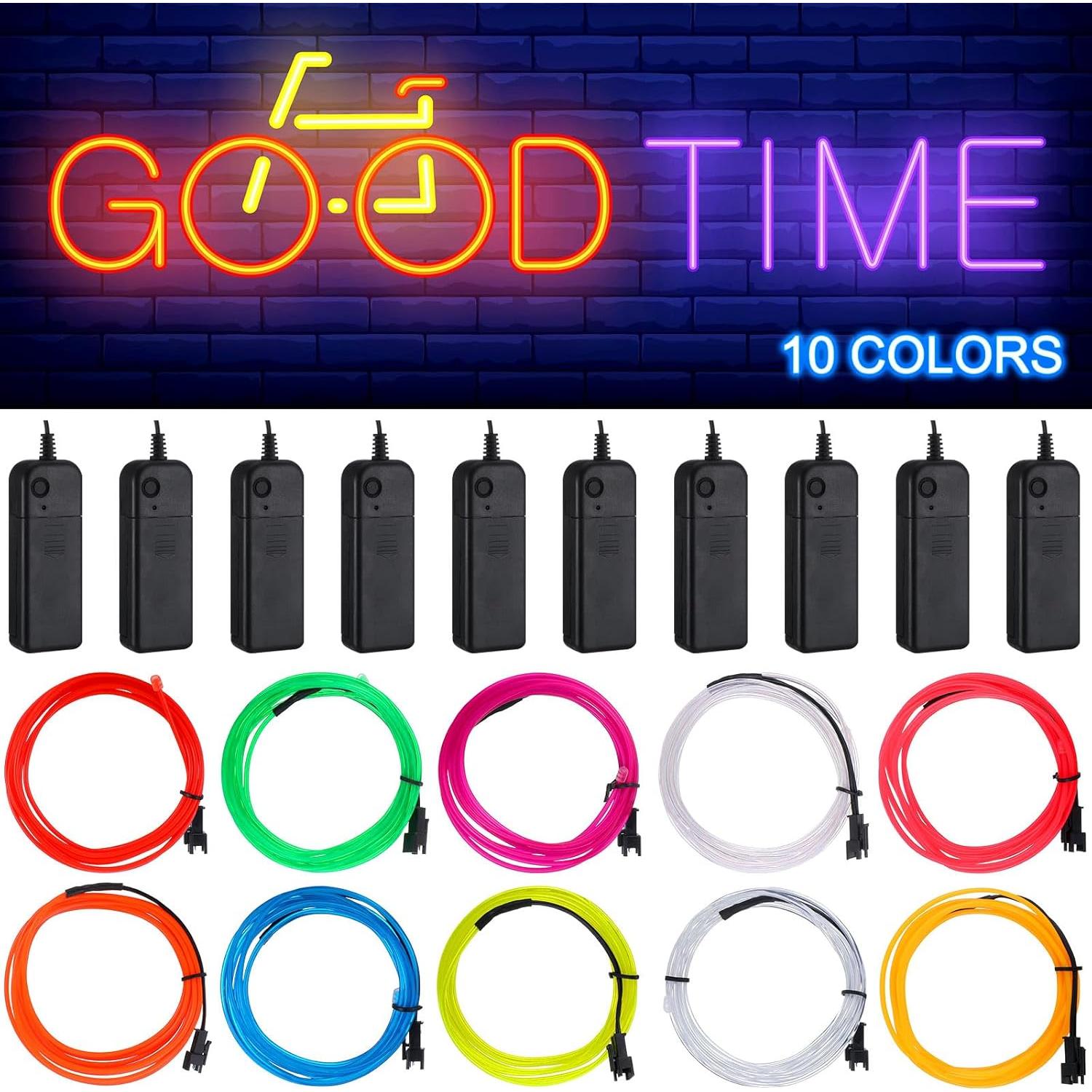 30 Luces Neón EL Wire 2m Cortables Retisee - 10 Colores