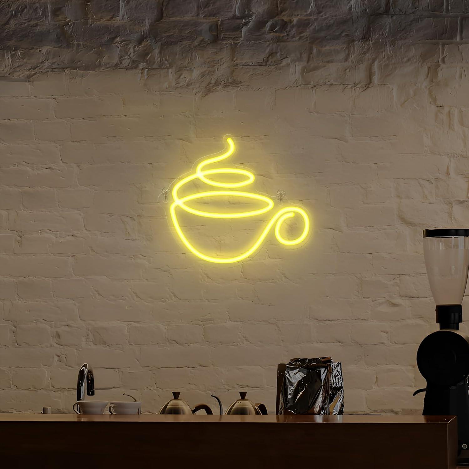 Luz de Neón de Café CoolGift Mart - LED USB Decorativa 23.7x27.3cm