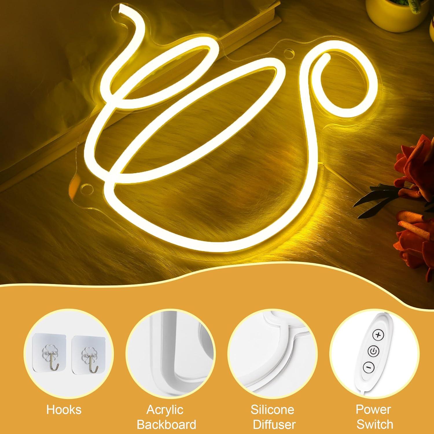 Luz de Neón de Café CoolGift Mart - LED USB Decorativa 23.7x27.3cm