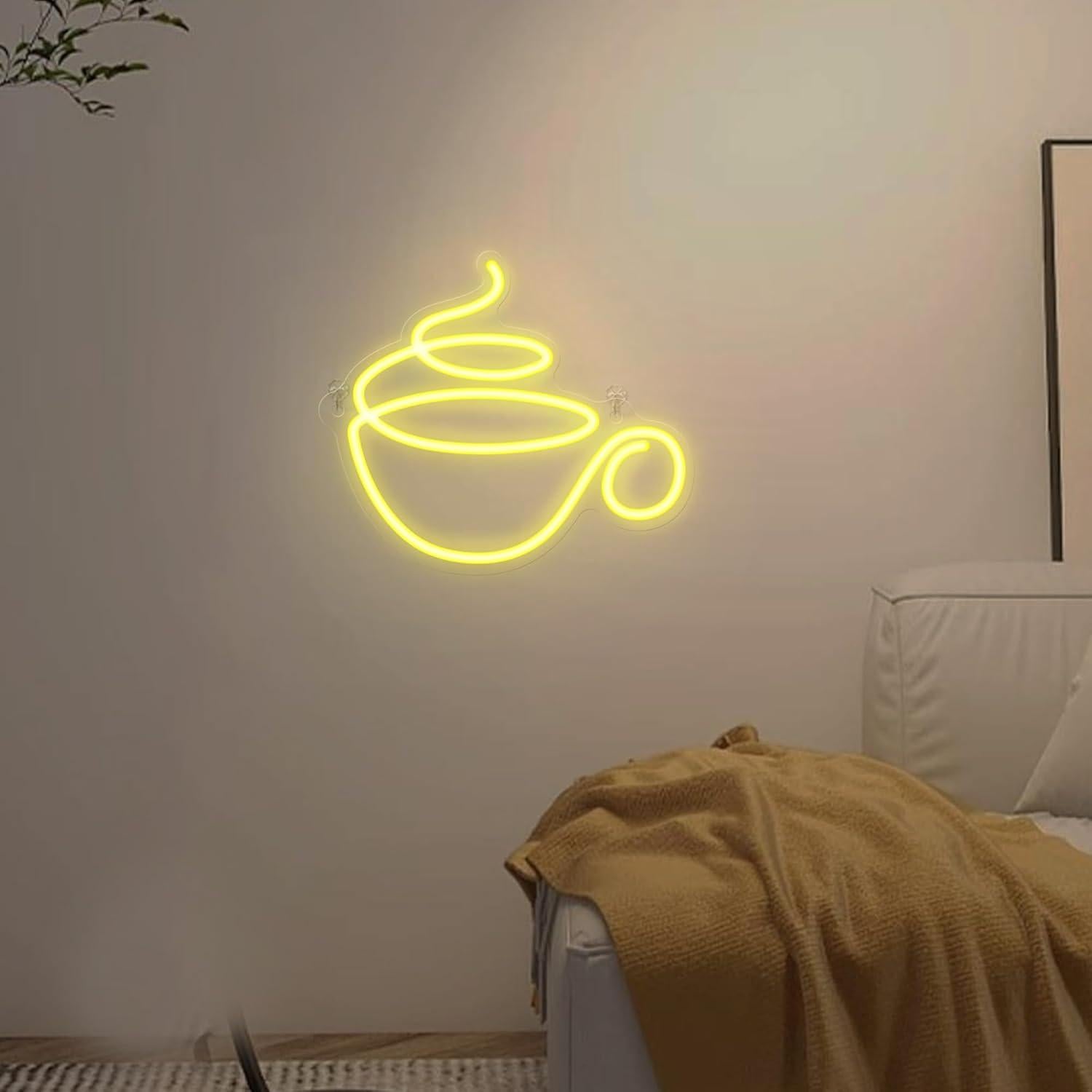 Luz de Neón de Café CoolGift Mart - LED USB Decorativa 23.7x27.3cm