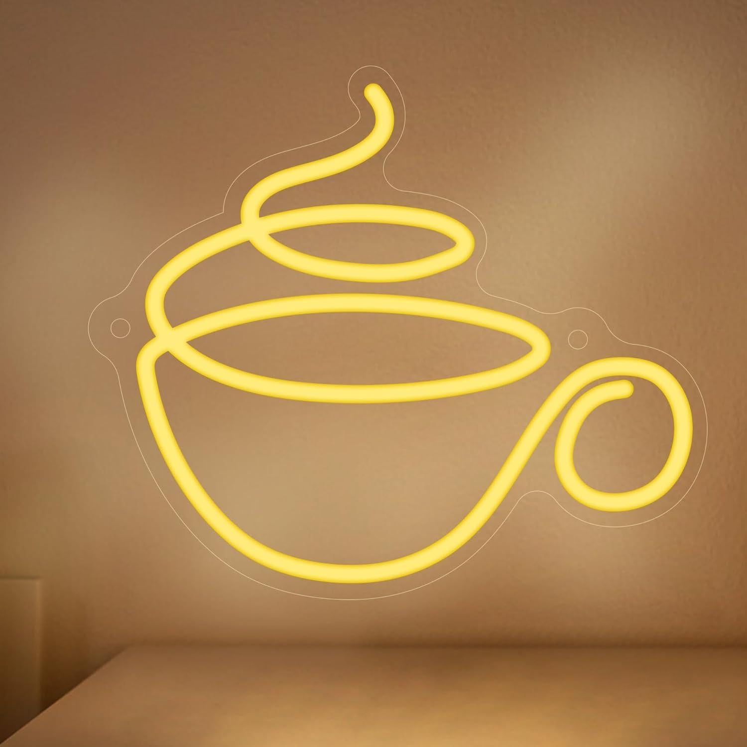 Luz de Neón de Café CoolGift Mart - LED USB Decorativa 23.7x27.3cm