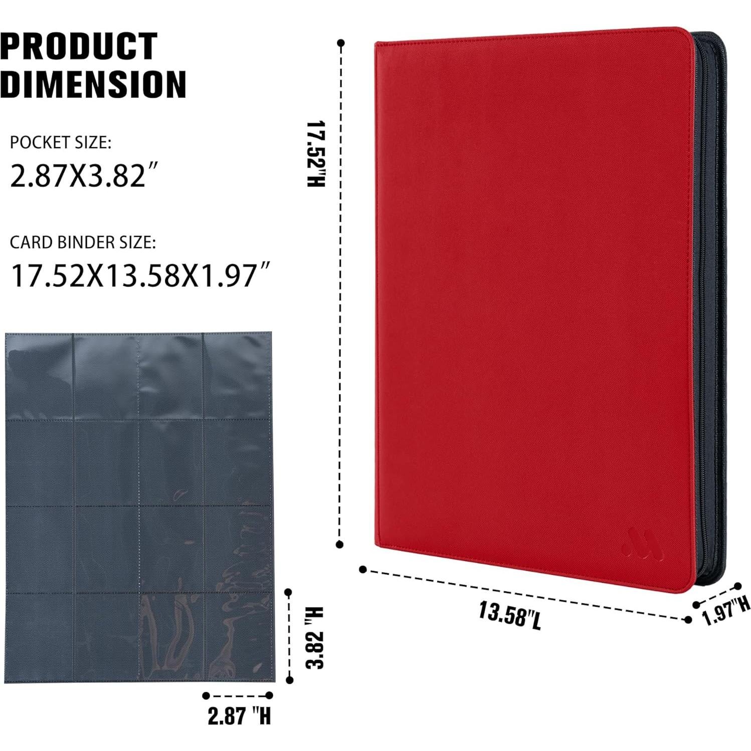 Carpeta de Tarjetas MORABTO 16 Bolsillos Rojo 1024 Tarjetas