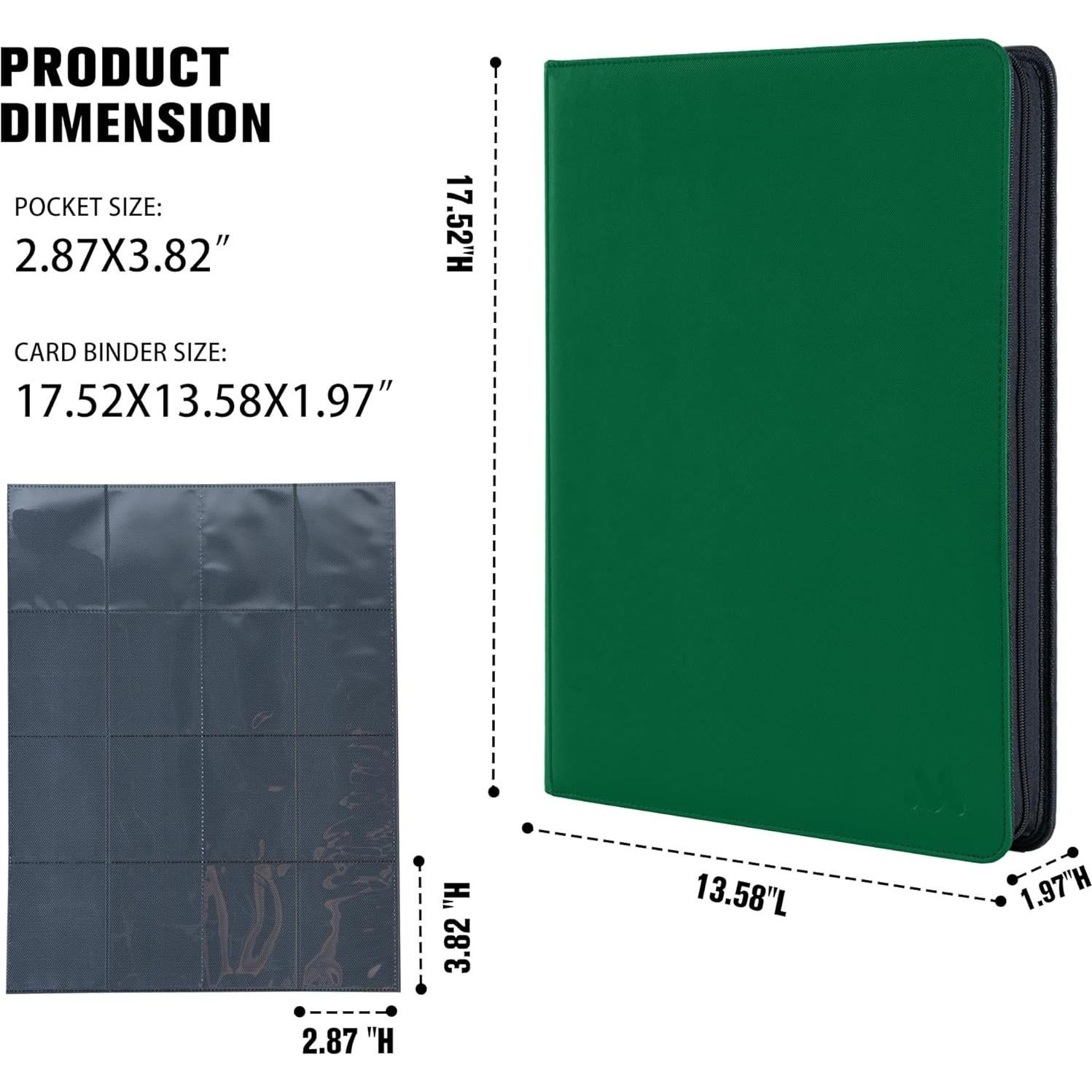 Carpeta de Tarjetas MORABTO 16 Bolsillos Verde 1024 Tarjetas