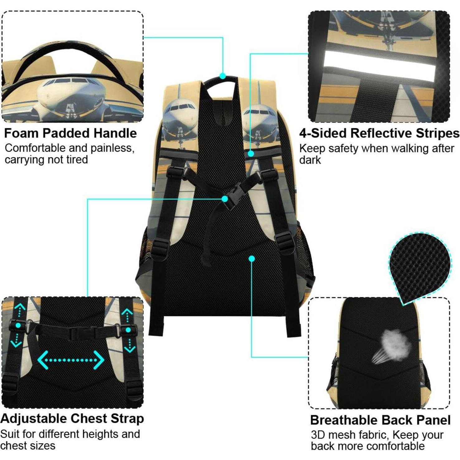 Mochila Escolar Niños WEVIBOFU Aviación 42.5x29.5x17.5cm