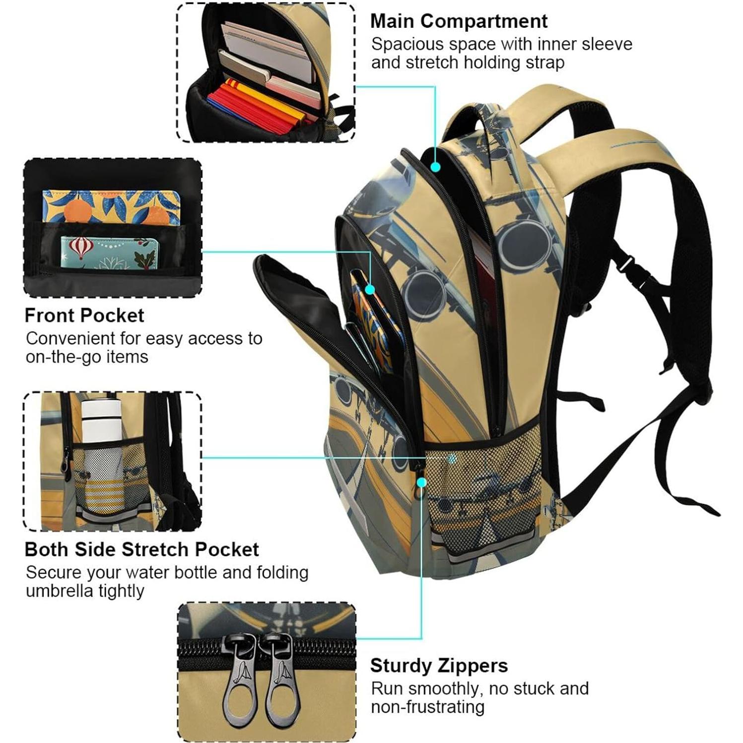 Mochila Escolar Niños WEVIBOFU Aviación 42.5x29.5x17.5cm