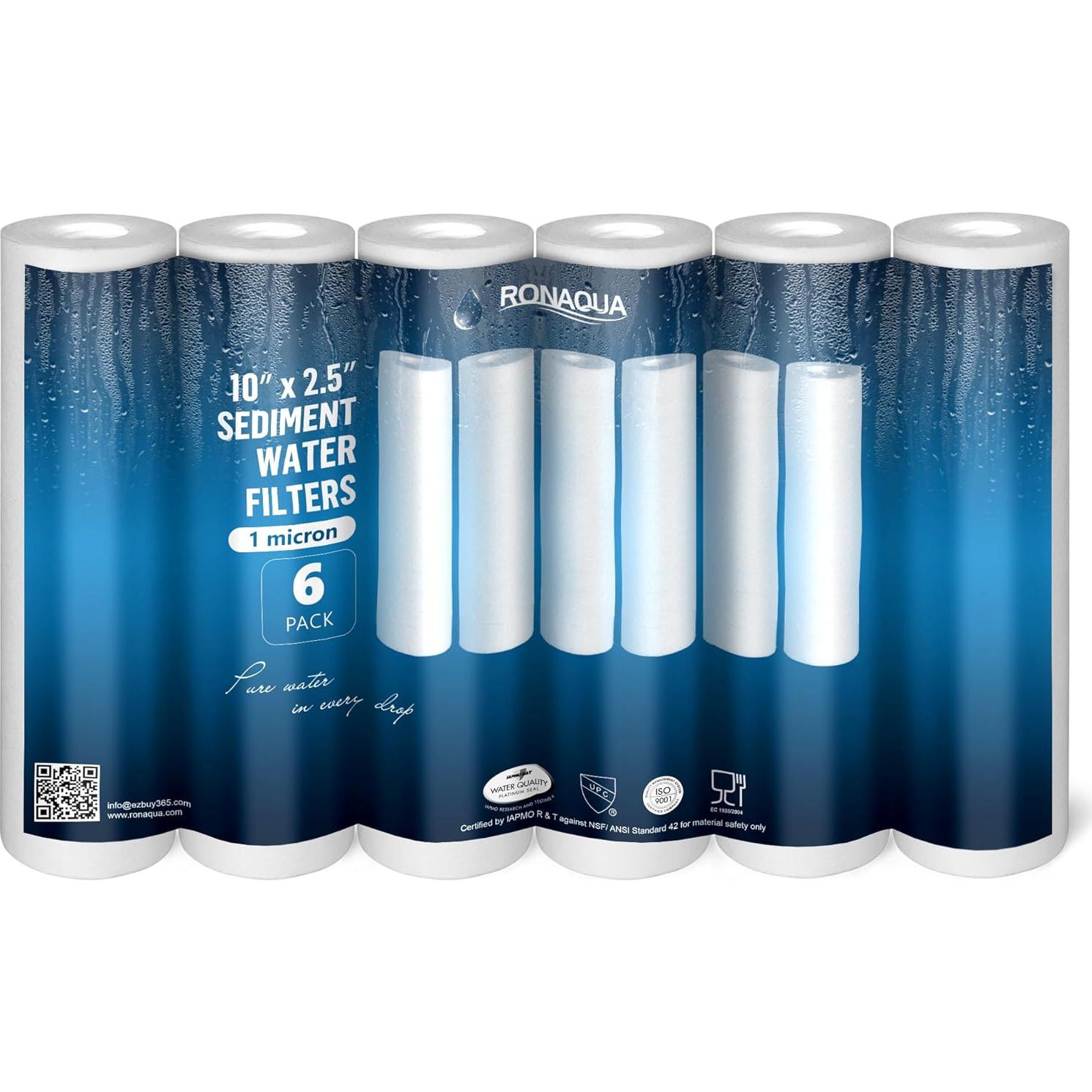 Cartucho Filtro Agua Sedimentos Ronaqua 1 Micrón 10" - 6 Unidades