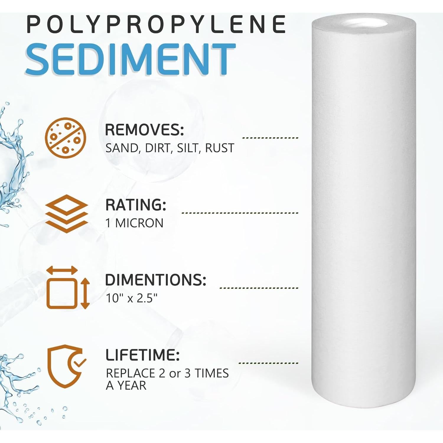 Cartucho Filtro Agua Sedimentos Ronaqua 1 Micrón 10" - 6 Unidades