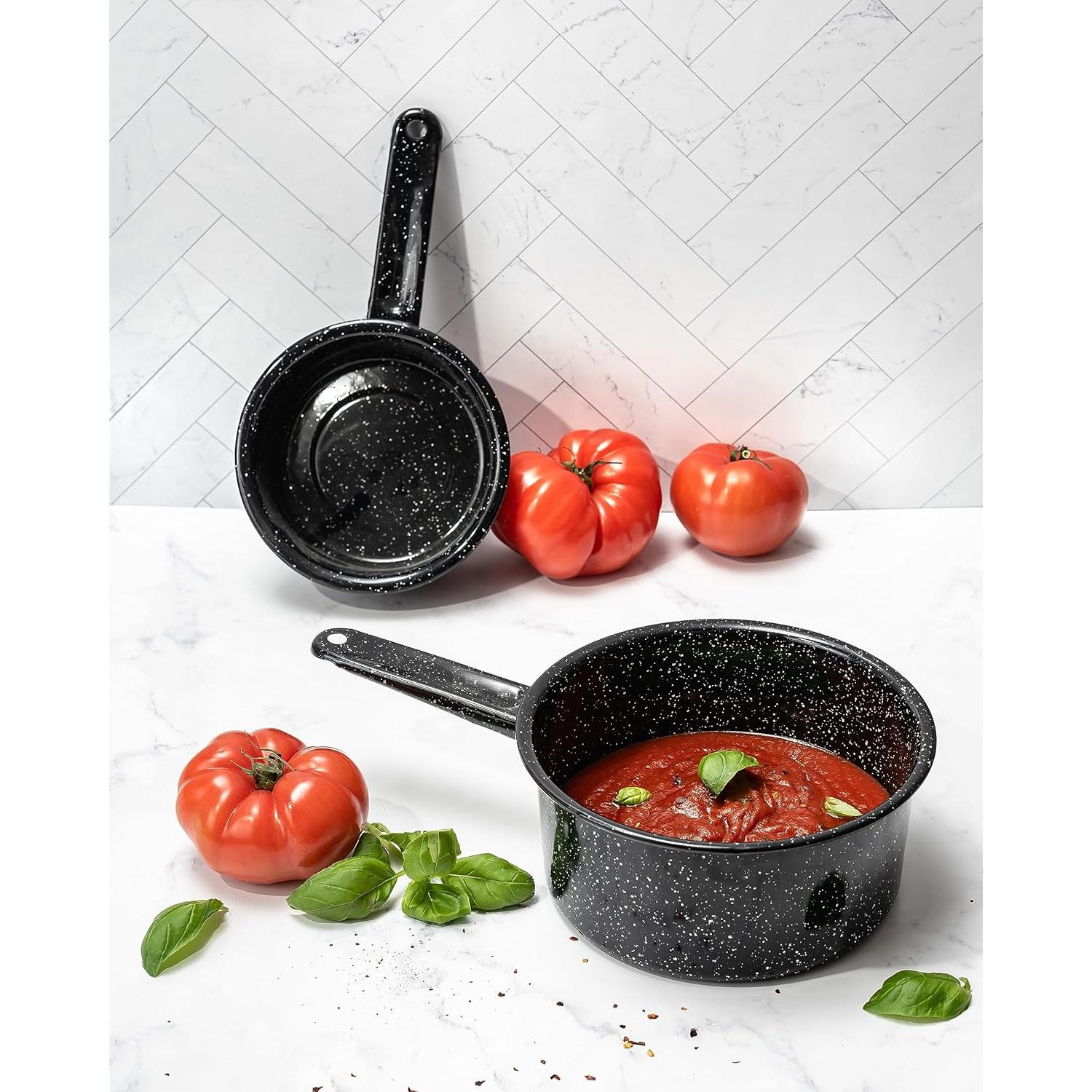 Juego de Cacerolas Granite Ware 1 y 2 Qt Acero Esmaltado