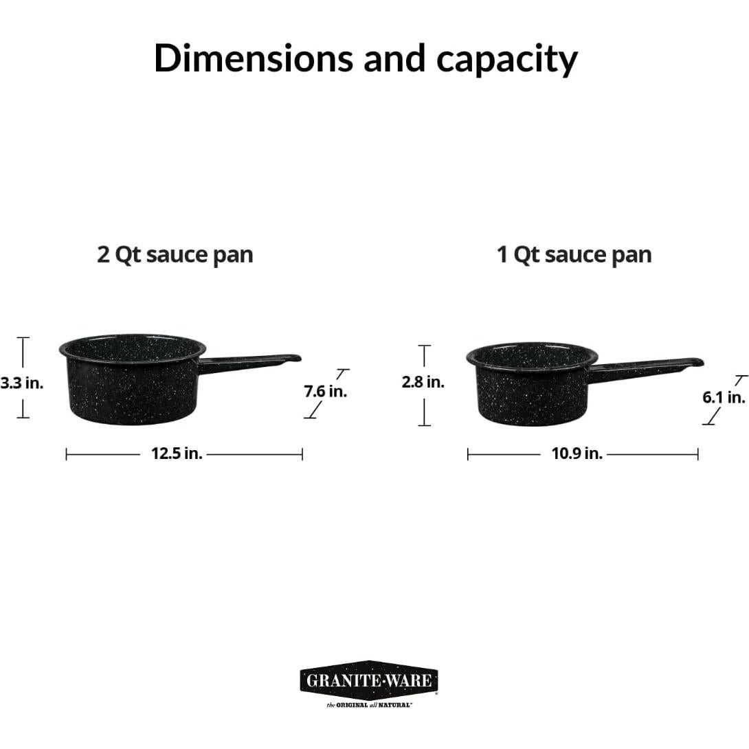 Juego de Cacerolas Granite Ware 1 y 2 Qt Acero Esmaltado