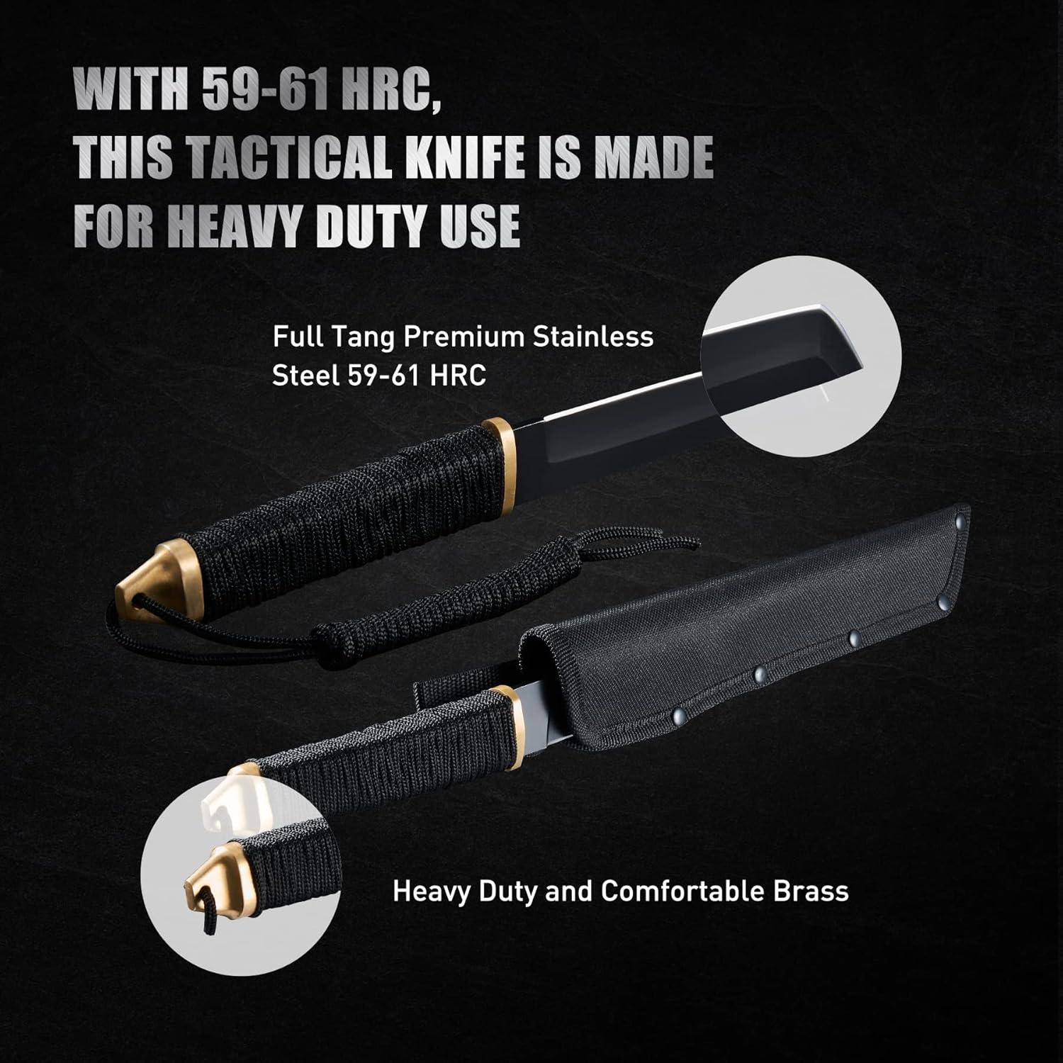 Cuchillo Táctico Leopcito 11.5" Acero Inoxidable con Funda