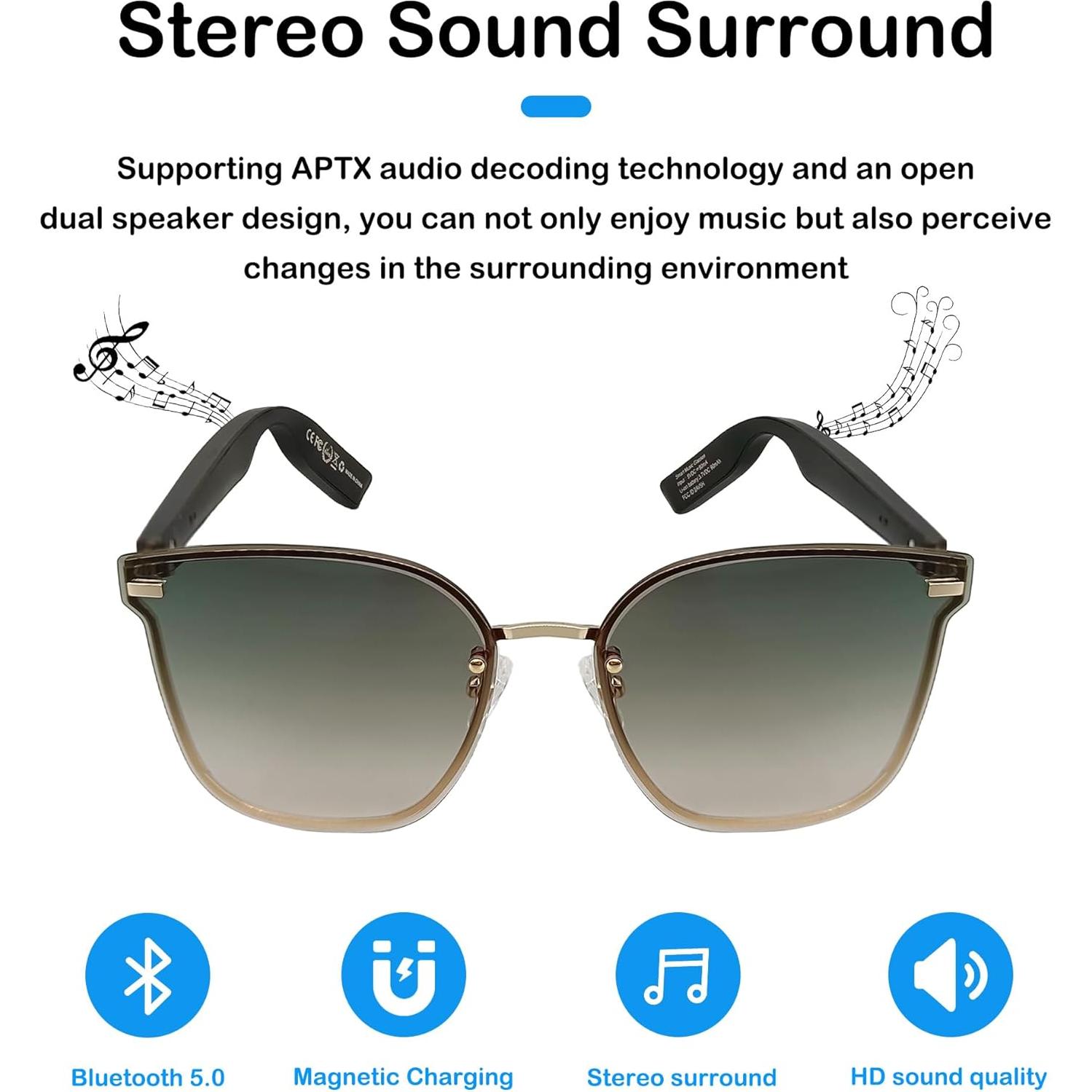 Gafas de sol Bluetooth RERBO J6-8 UV400 Verde