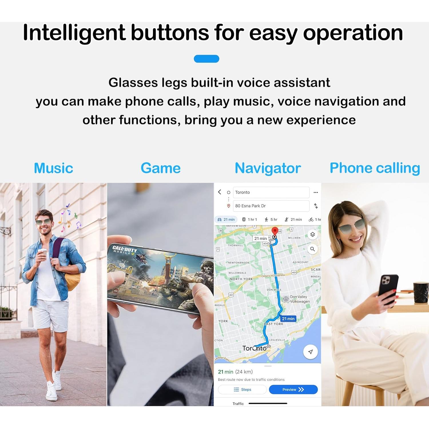Gafas de sol Bluetooth RERBO J6-8 UV400 Verde