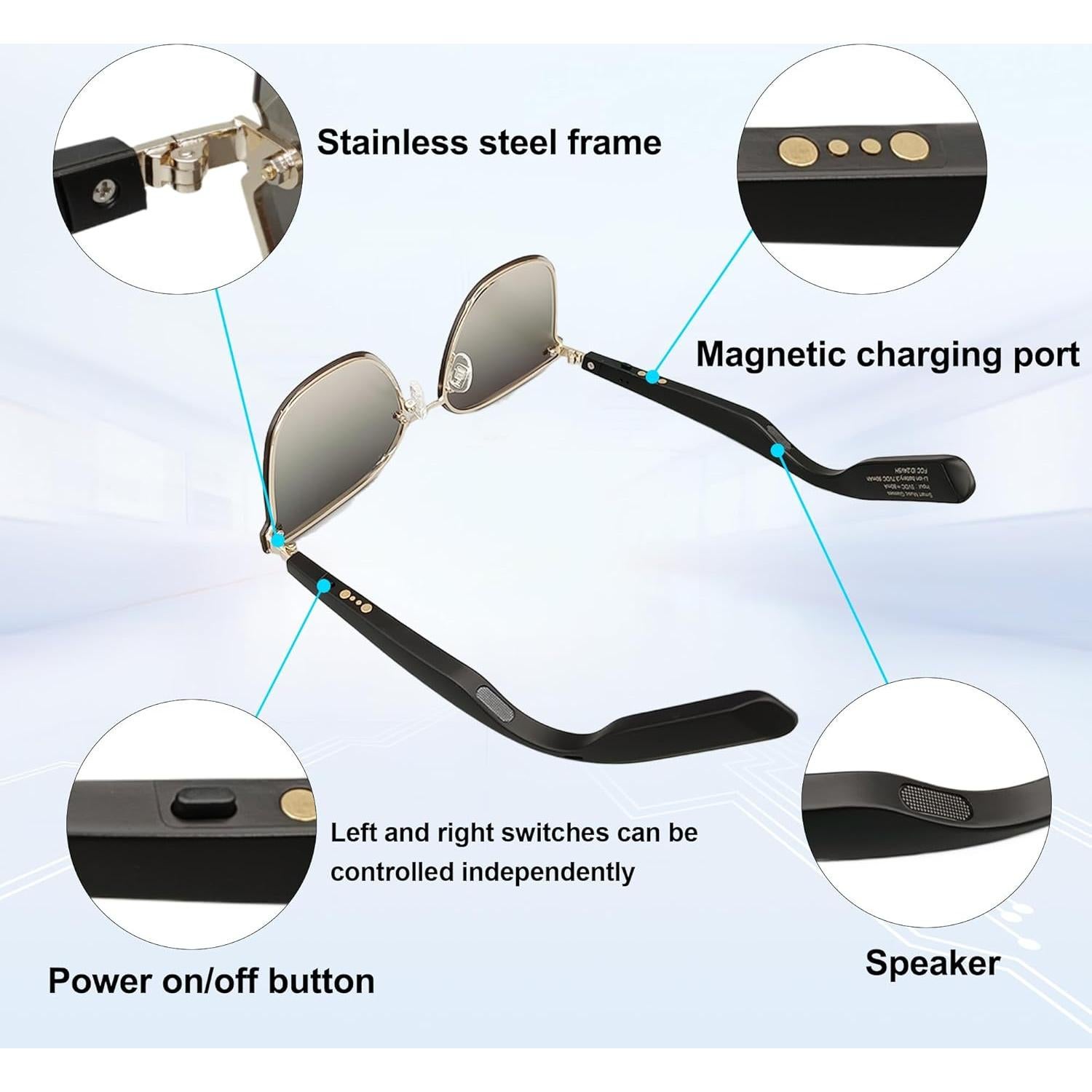 Gafas de sol Bluetooth RERBO J6-8 UV400 Verde