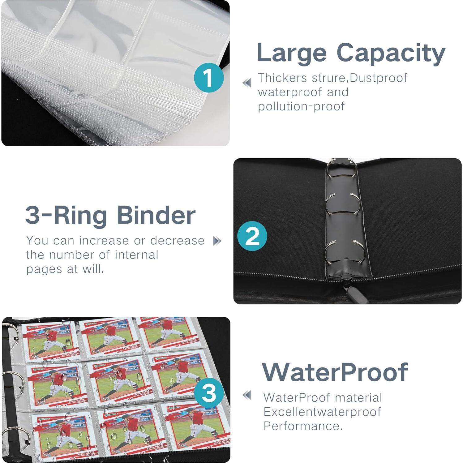 Carpeta de Tarjetas TCGUARD 900 Bolsillos PU Negra