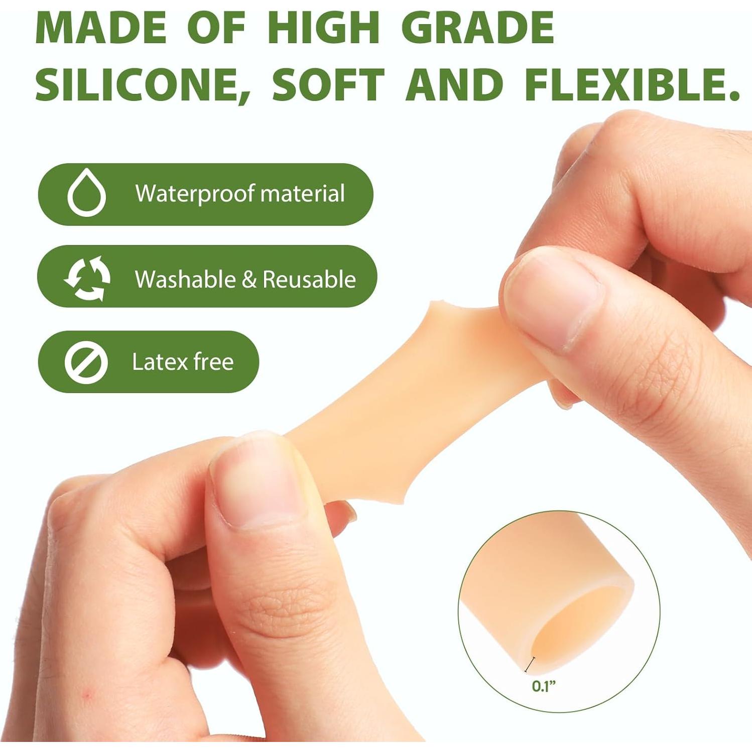 Protecciones de Dedos de Silicona Bukihome - 14 Mangas Medianas Beige