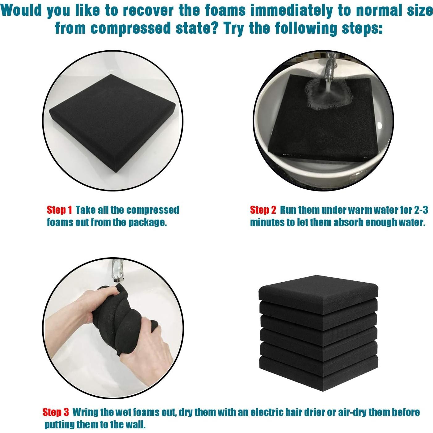 Paneles de Espuma Acústica JBER 24 Piezas 5cm x 30cm x 30cm