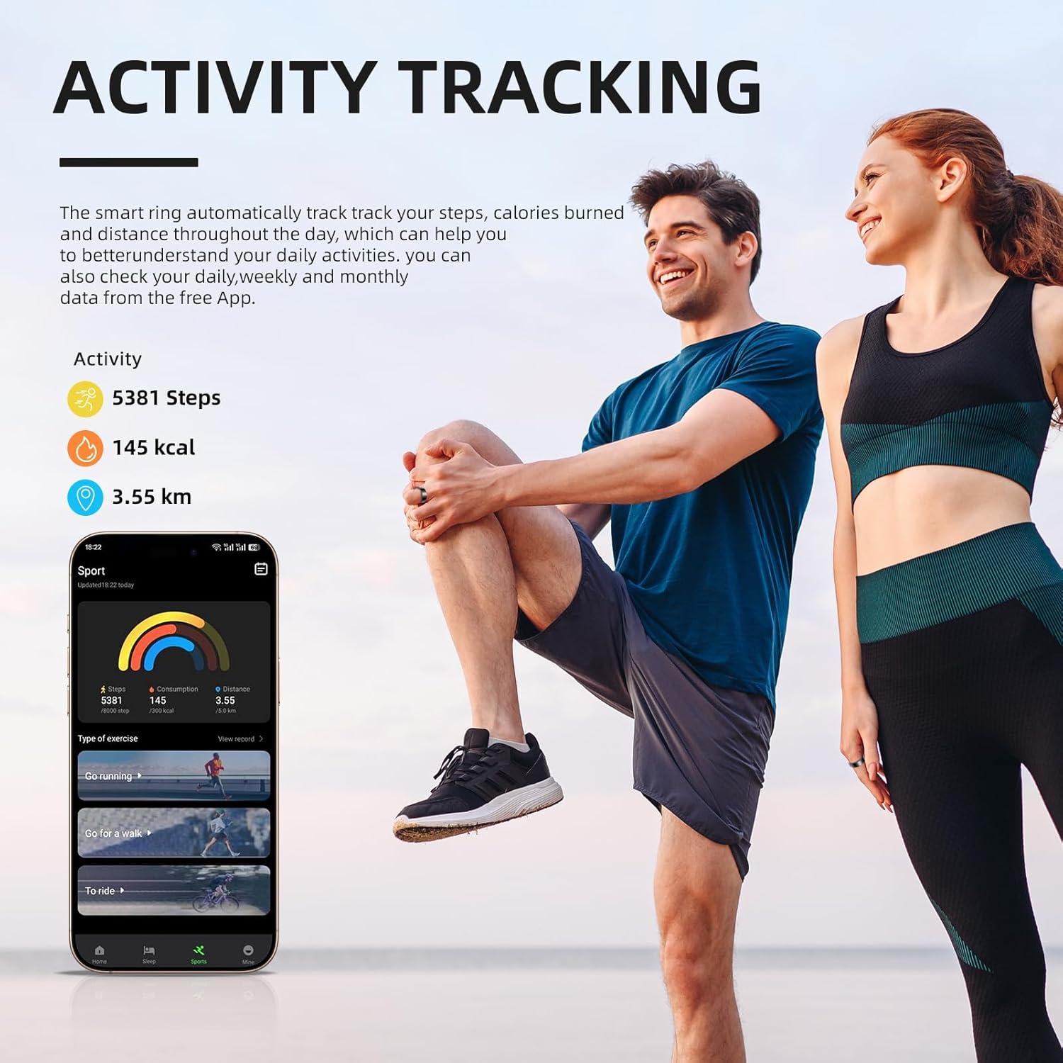 Anillo Inteligente Govllfoz 7 Negro 2.0 - Fitness y Salud