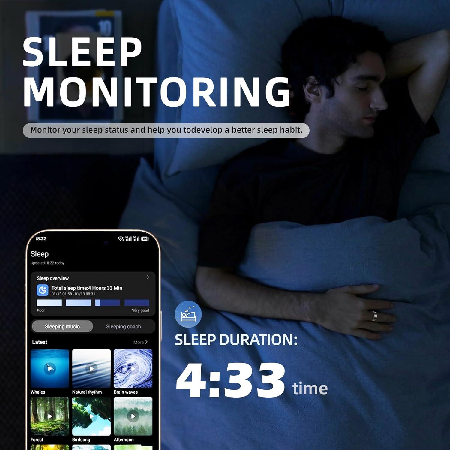 Anillo Inteligente Govllfoz 7 Negro 2.0 - Fitness y Salud