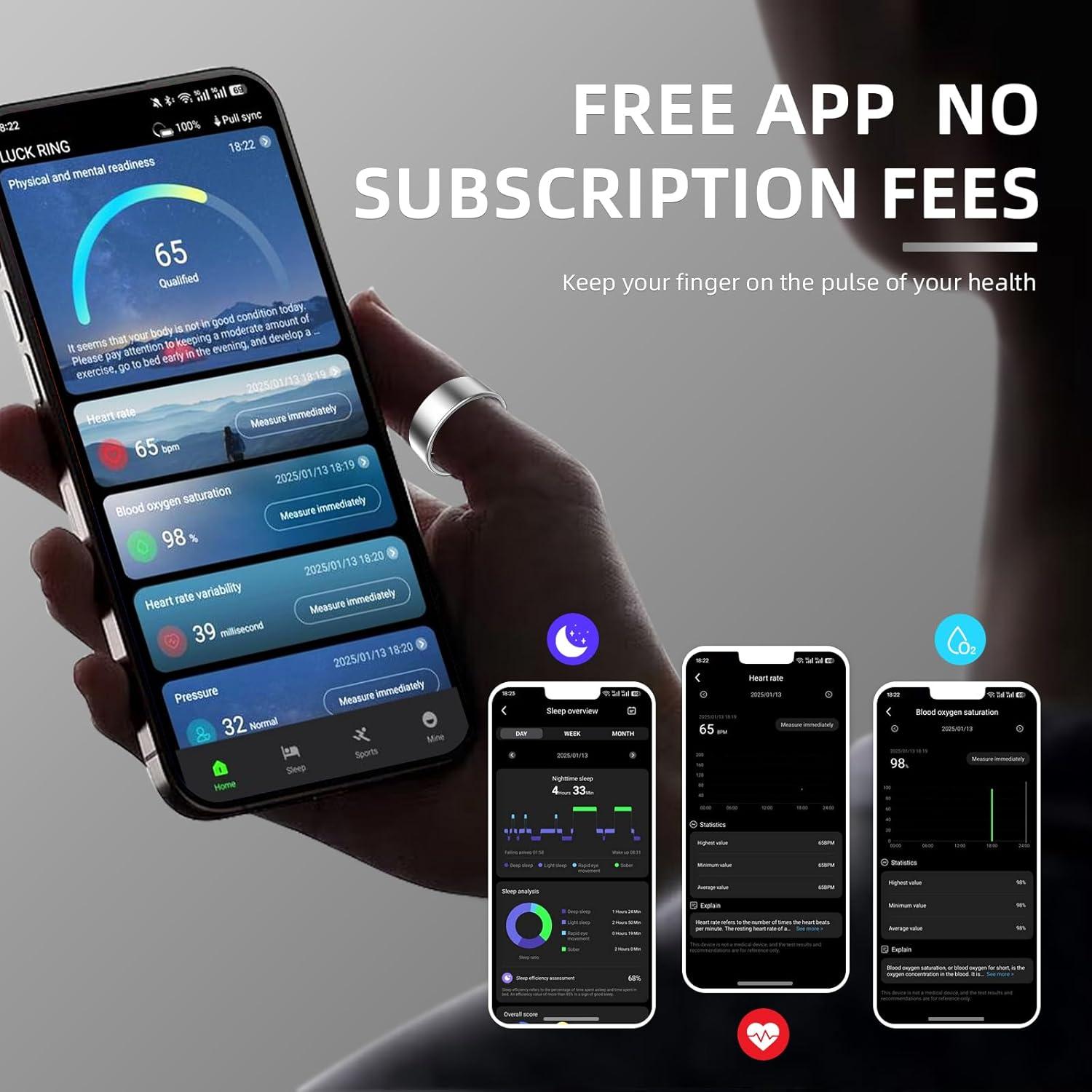 Anillo Inteligente Govllfoz 7 Negro 2.0 - Fitness y Salud