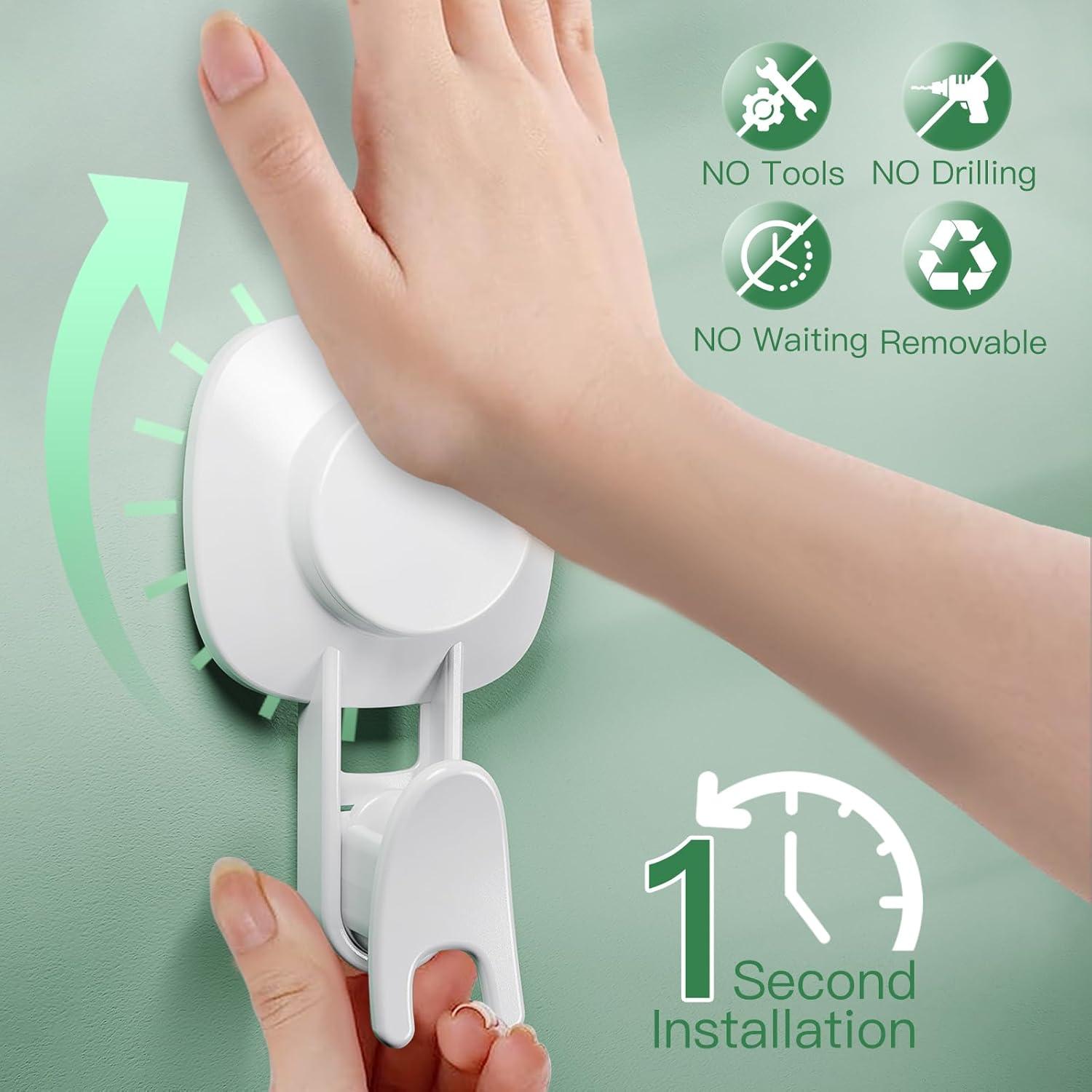 Ganchos de Ventosa LUXEAR 4 Piezas Soporta 5kg para Baño y Cocina