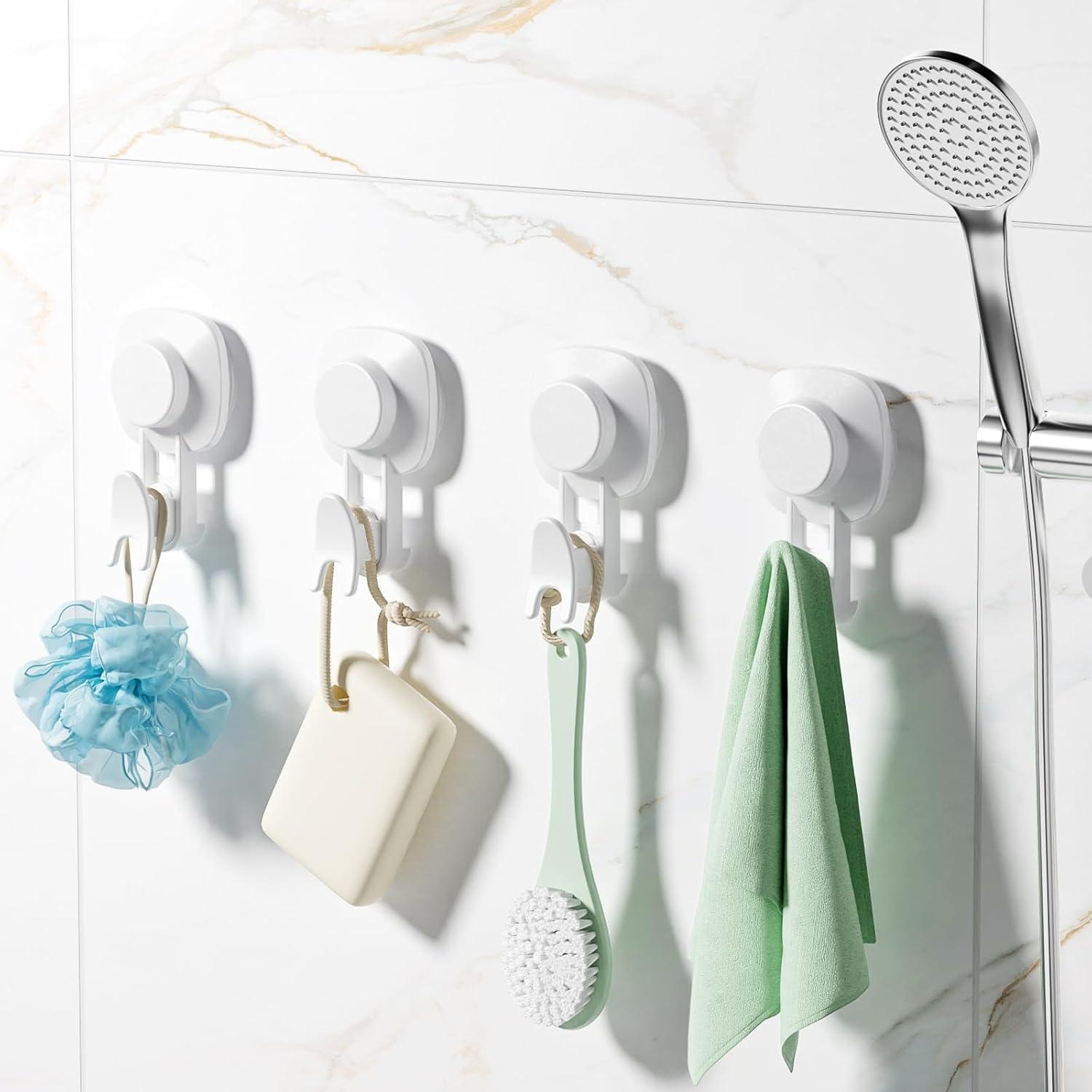 Ganchos de Ventosa LUXEAR 4 Piezas Soporta 5kg para Baño y Cocina