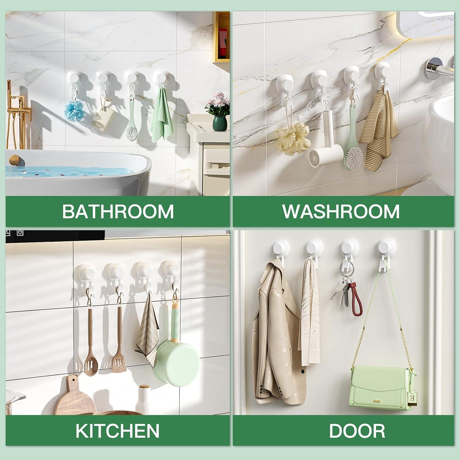 Ganchos de Ventosa LUXEAR 4 Piezas Soporta 5kg para Baño y Cocina