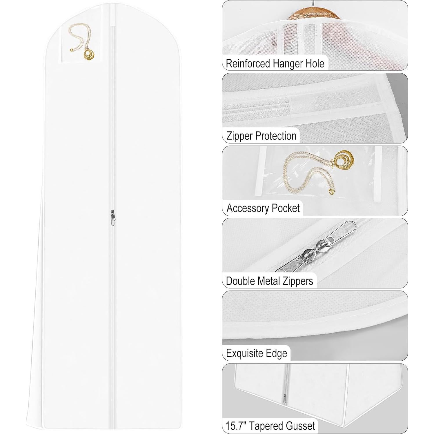 Bolsa de Prenda para Vestido de Novia Svaldo Blanca 70x24x16 cm