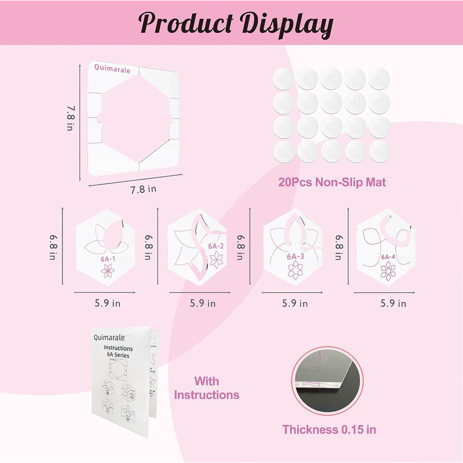 Plantillas de Acolchado Quimarale FMQ-6 con Marco y Manual