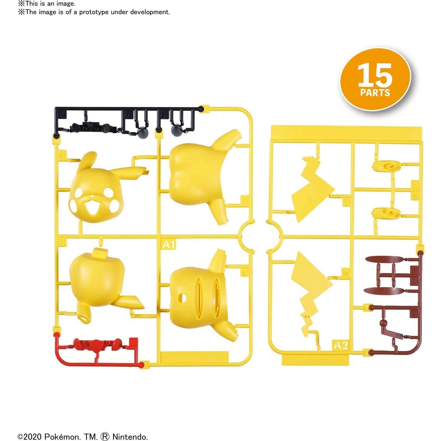 Kit de Modelo Pikachu Bandai 01 PokePla Rápido 15 Piezas