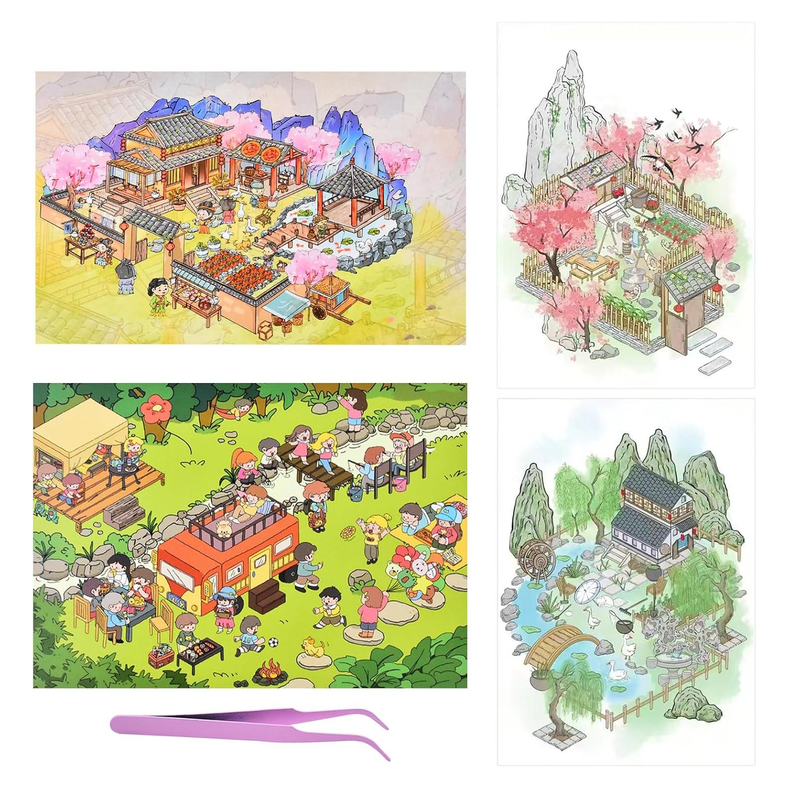 4 Sets de Pegatinas 3D Vintage HOMICO para Mini Casa