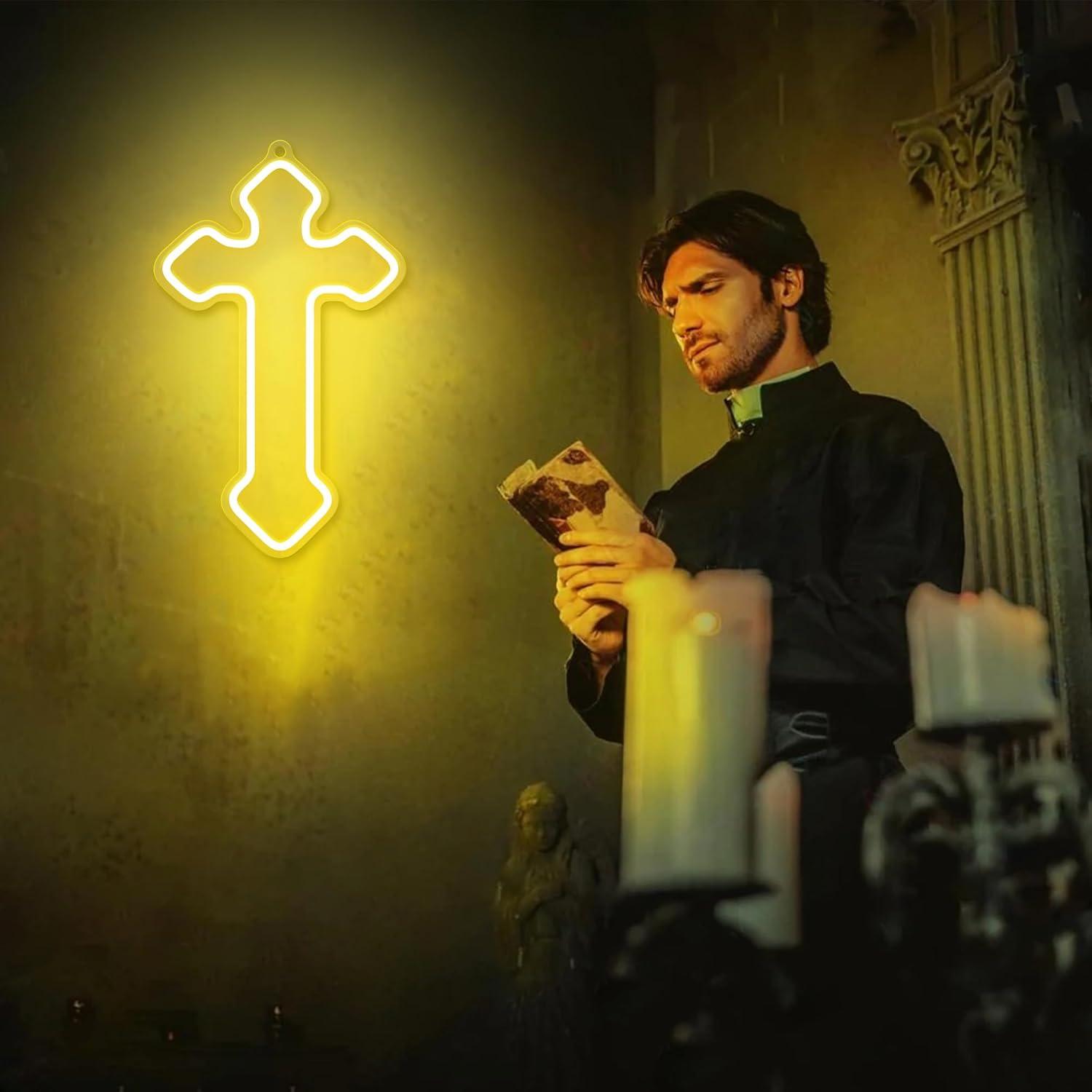 Luz de Neón Cruz Attivolife LED Regulable USB 33.8x20.4cm