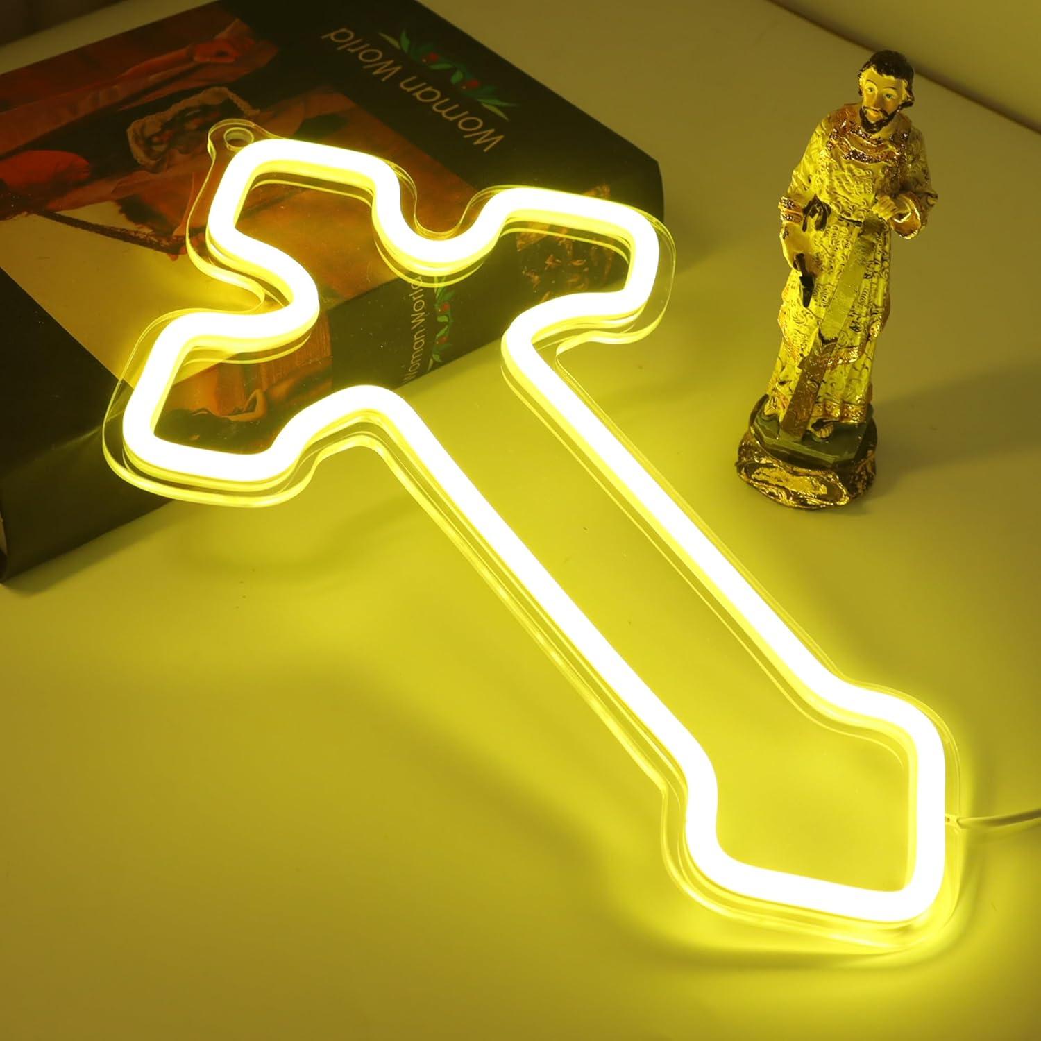 Luz de Neón Cruz Attivolife LED Regulable USB 33.8x20.4cm