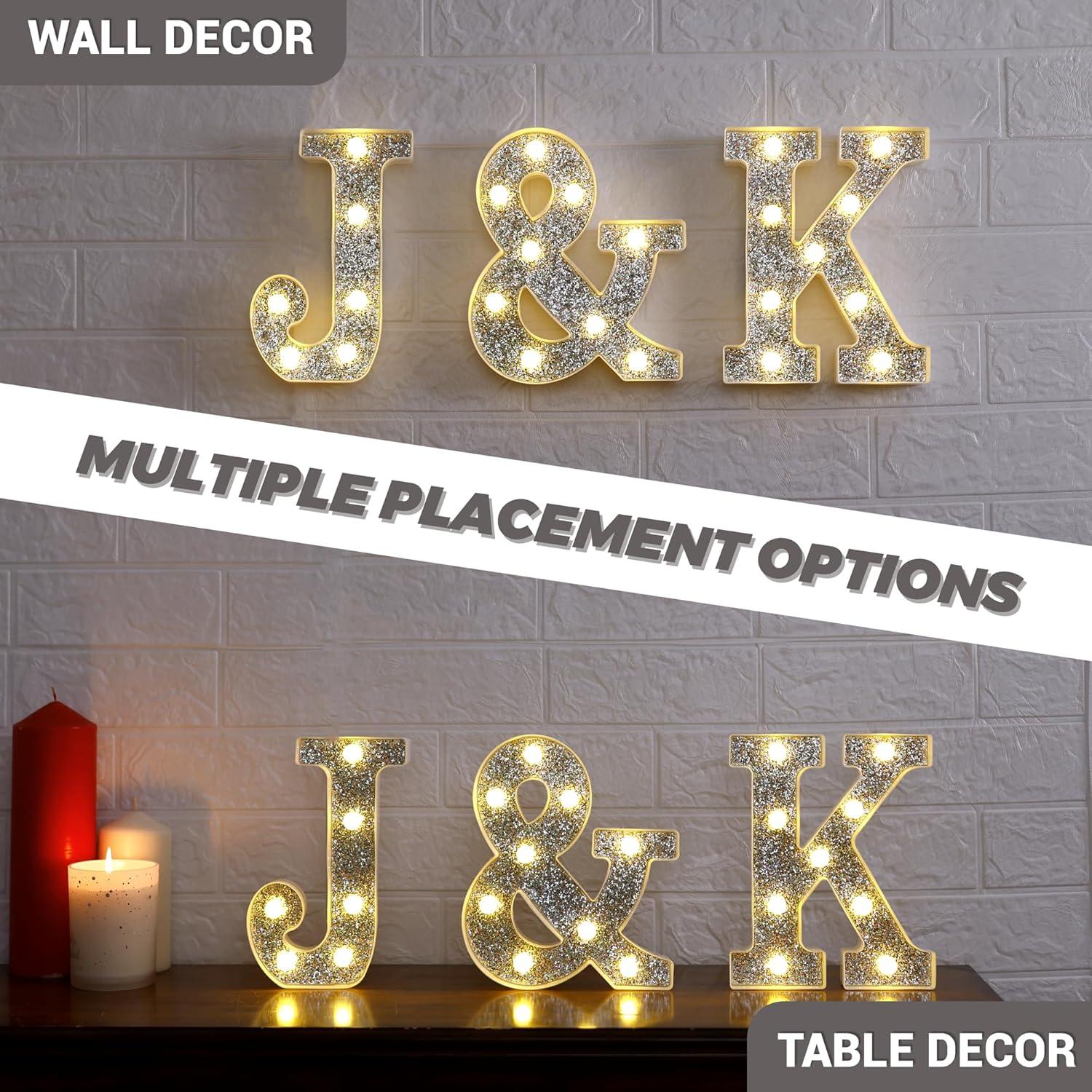 Luz LED Marquee Letra A TEHIBIEN Plateada Brillante 15.7cm