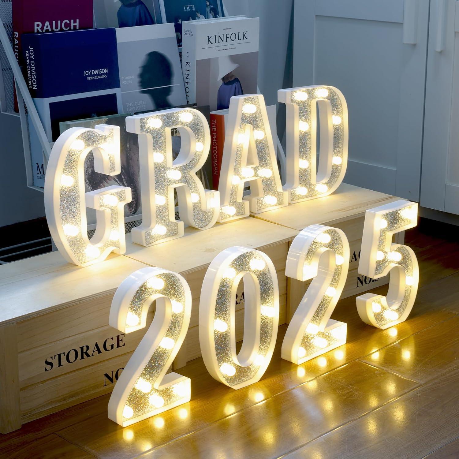 Luz LED Marquee Letra A TEHIBIEN Plateada Brillante 15.7cm