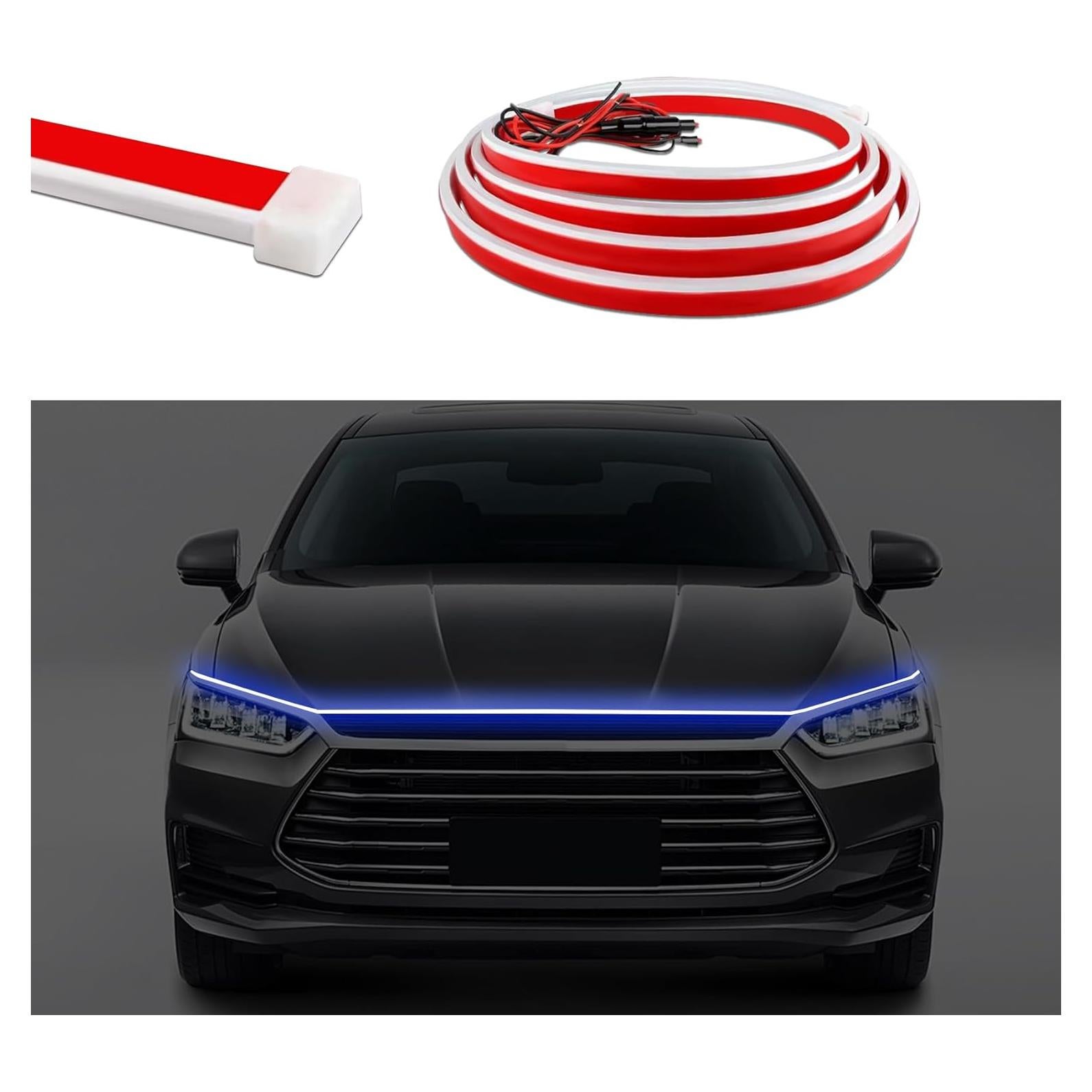 Tira de luz LED para capó de coche QZTYTY 1.5m Azul
