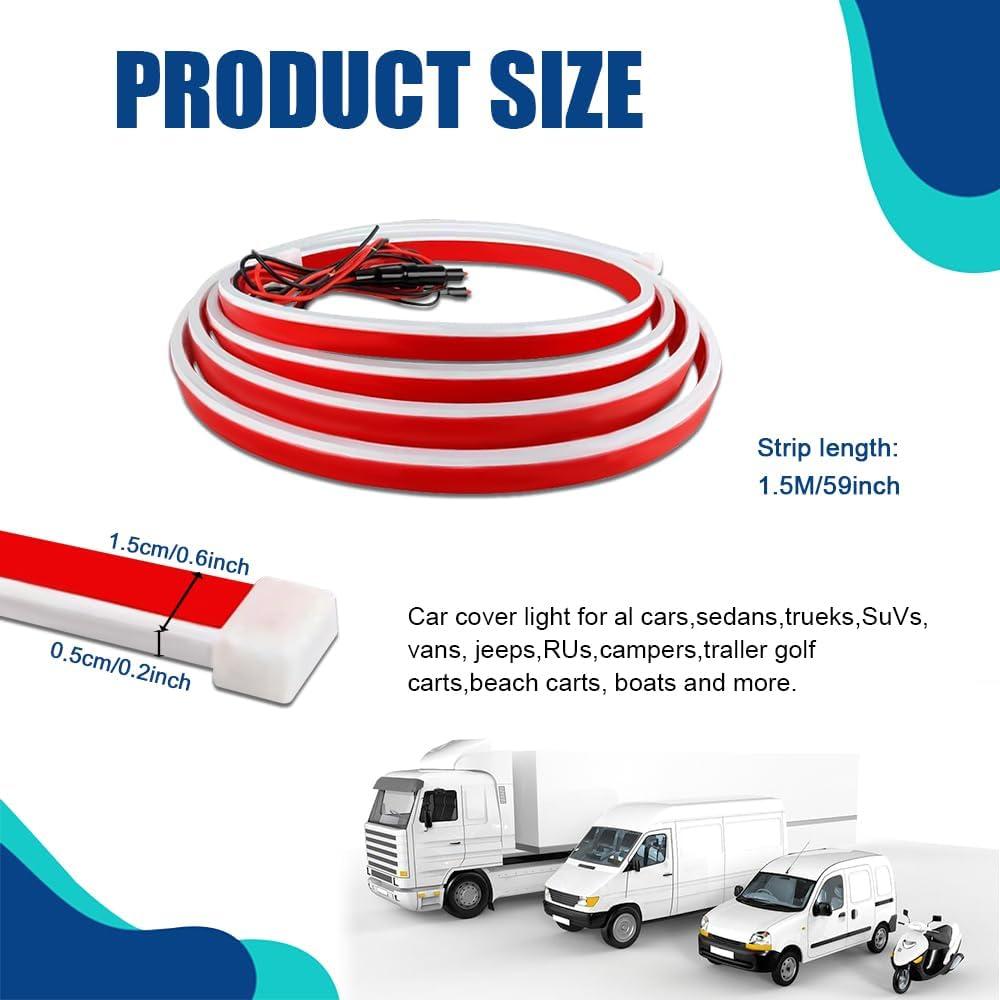 Tira de luz LED para capó de coche QZTYTY 1.5m Azul