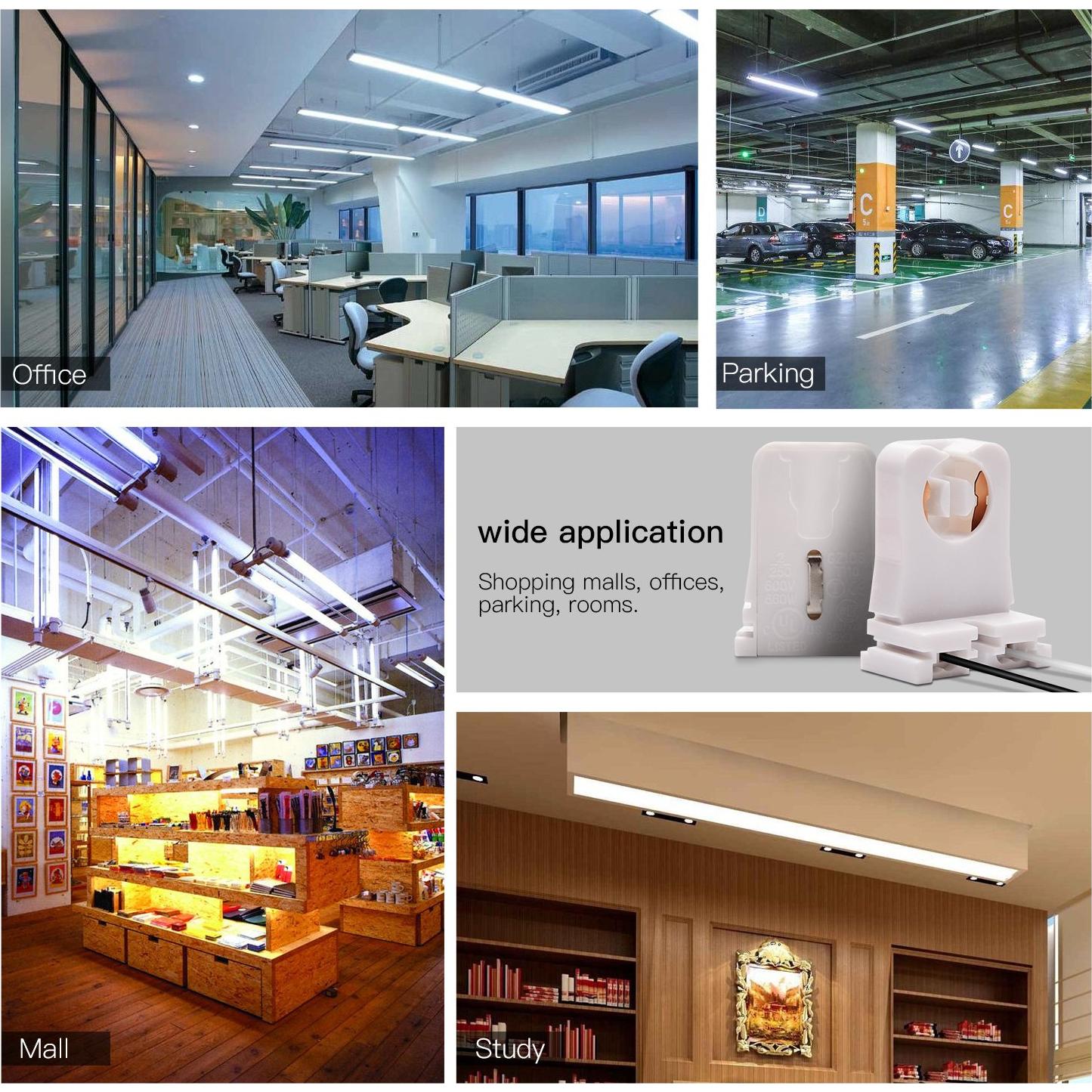 Paquete de 12 Soportes de Lámpara T8 JACKYLED con Cable 25 cm