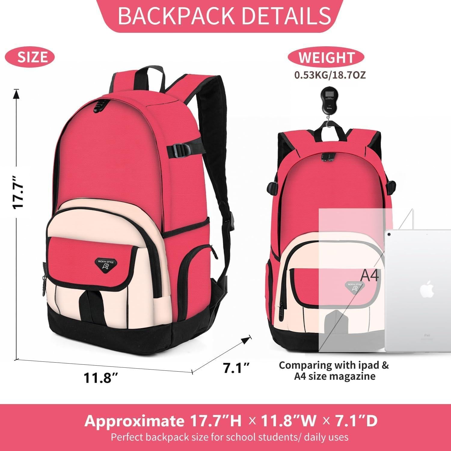 Mochila Escolar Ligera Rickyh + Bolsa de Almuerzo 47x35cm