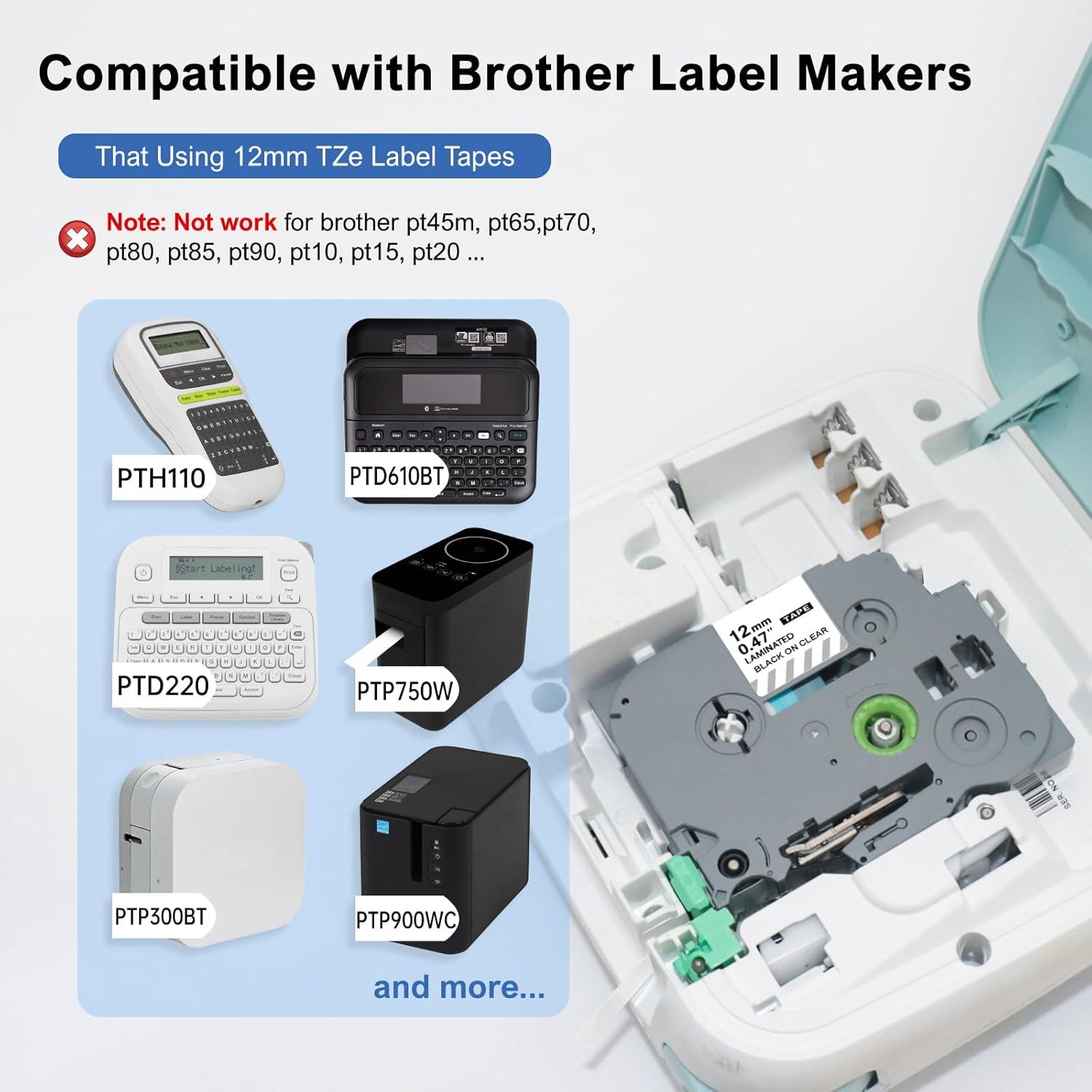 Cinta de Etiquetas Laminada Lonitul TZe-131 12mm Transparente