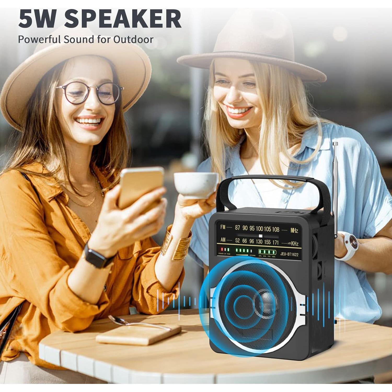 Radio Portátil AM FM Bluetooth 5.0 JEUJUG JEU-BT1622 5W