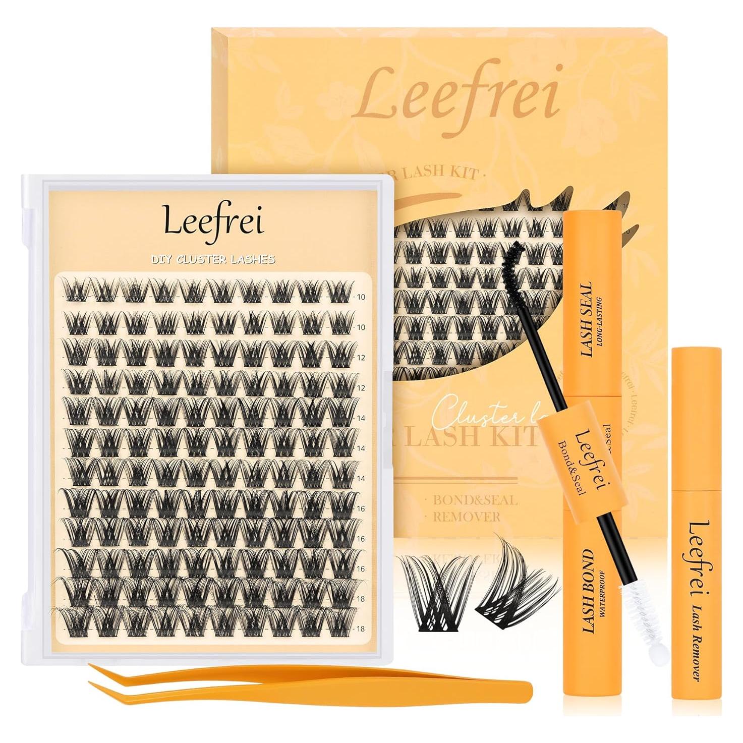 Kit de Pestañas Wispy Leefrei 10-18mm con Adhesivo y Sellador