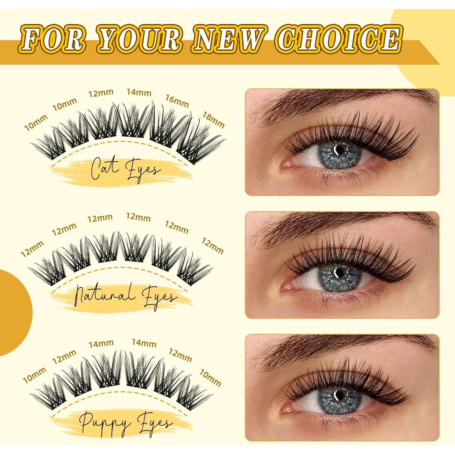 Kit de Pestañas Wispy Leefrei 10-18mm con Adhesivo y Sellador