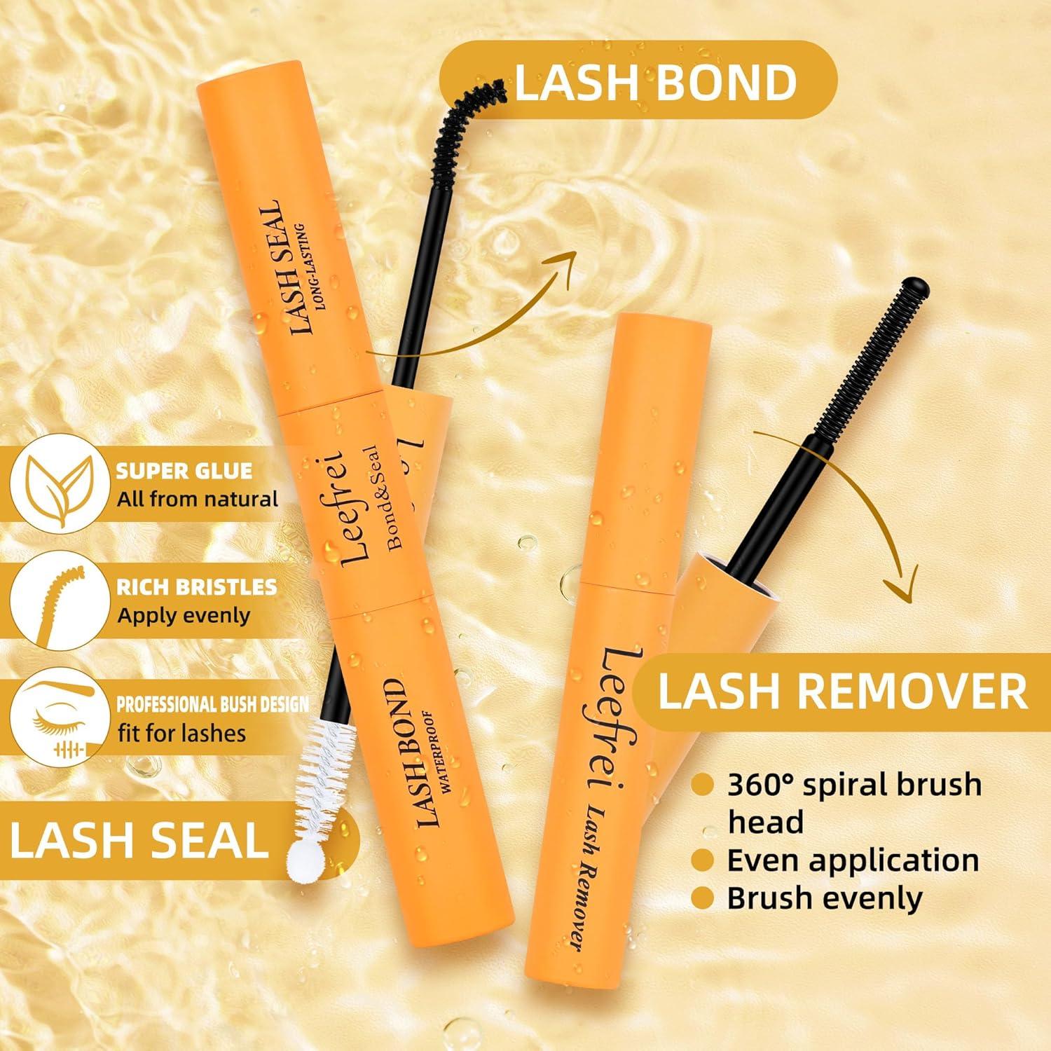 Kit de Pestañas Wispy Leefrei 10-18mm con Adhesivo y Sellador