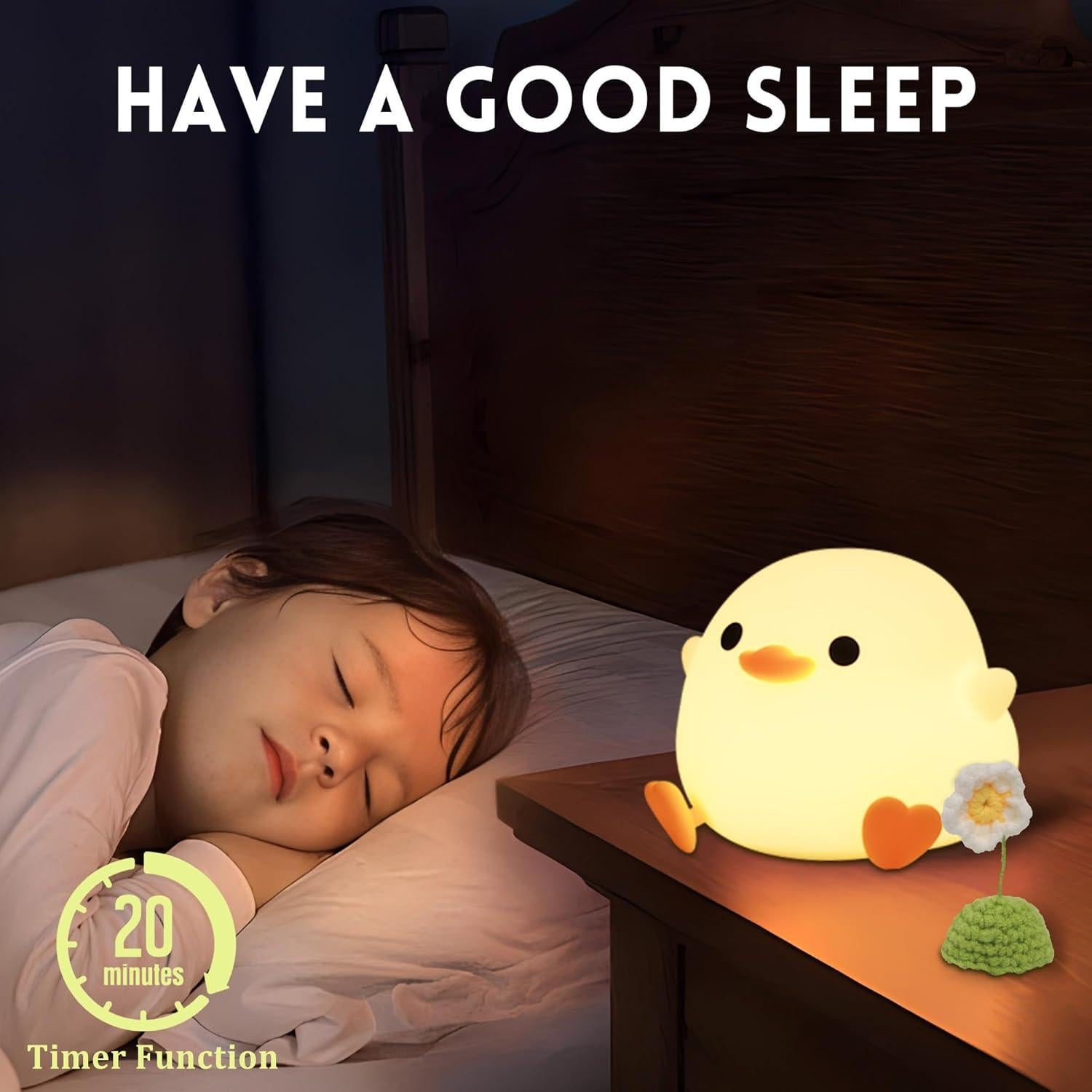 Luz Nocturna Pato Dodo LED Recargable USB 13cm Silicona