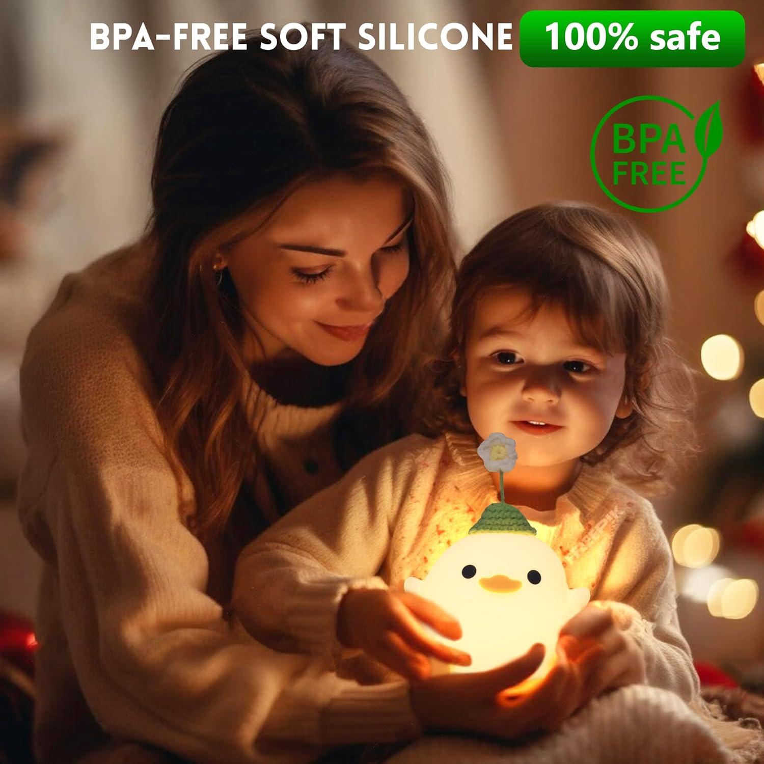 Luz Nocturna Pato Dodo LED Recargable USB 13cm Silicona