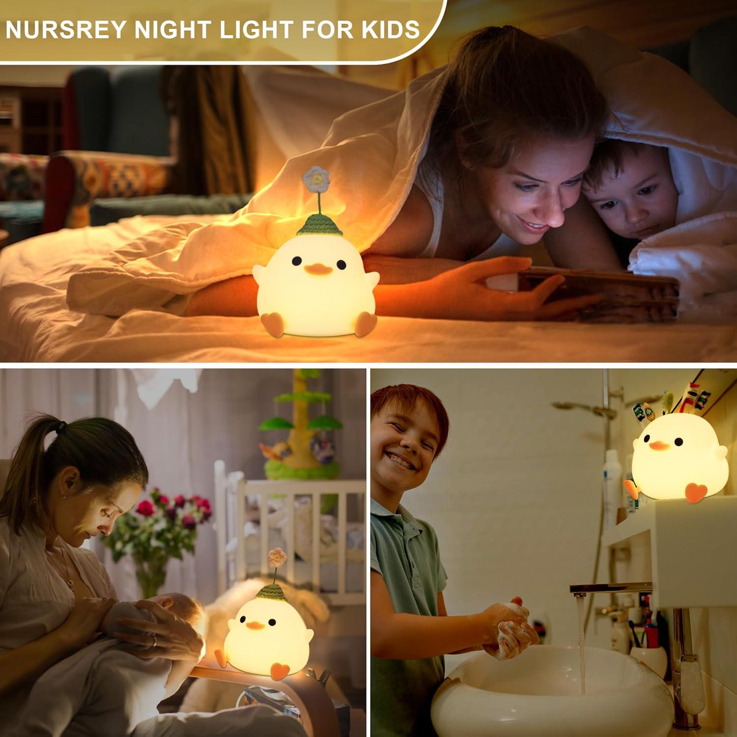 Luz Nocturna Pato Dodo LED Recargable USB 13cm Silicona