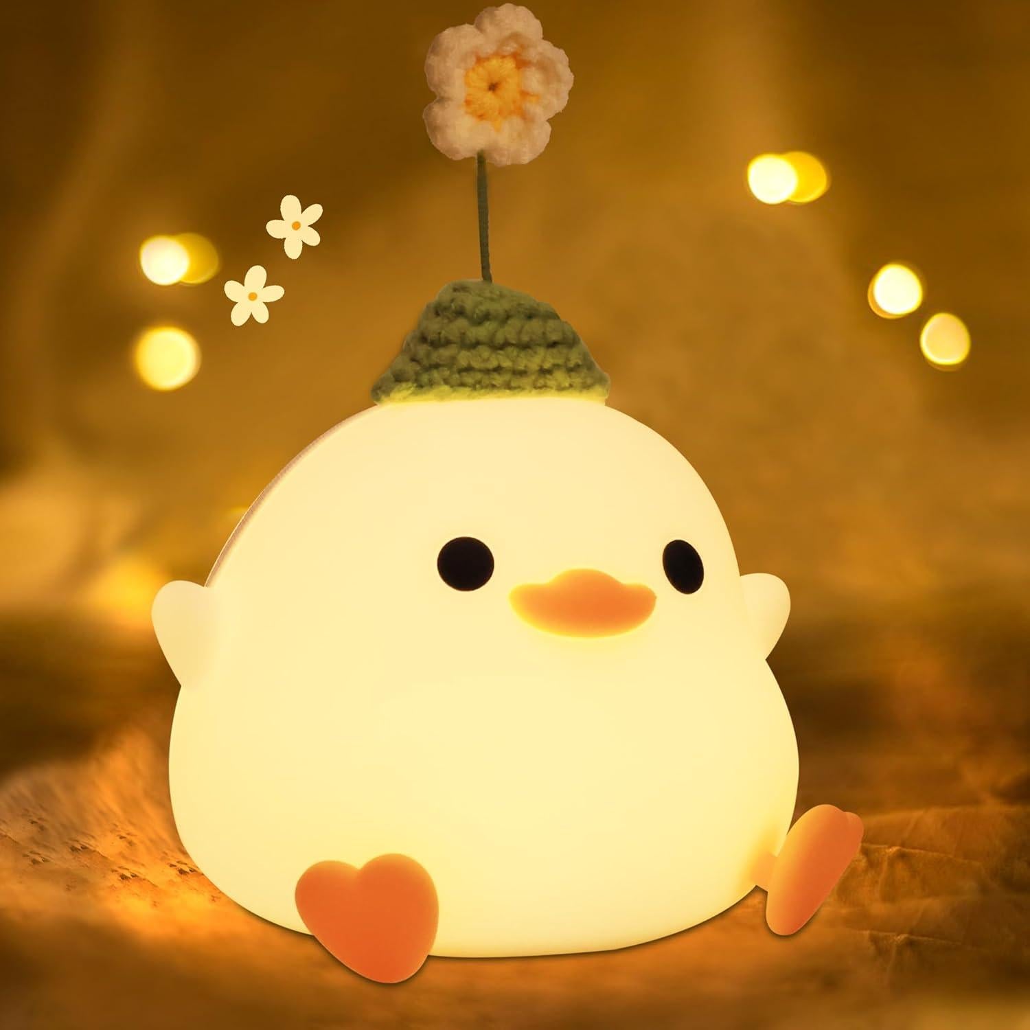 Luz Nocturna Pato Dodo LED Recargable USB 13cm Silicona